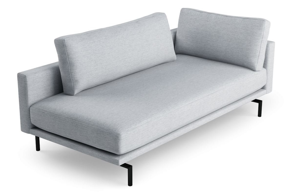 Left-facing BRIXTON upholstered chaise lounge with black base