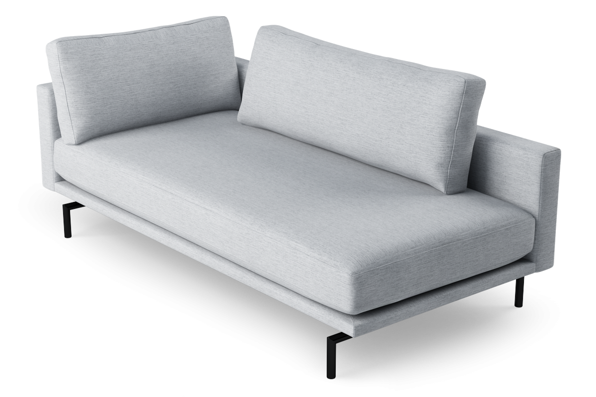 Right-facing BRIXTON upholstered chaise lounge with black base