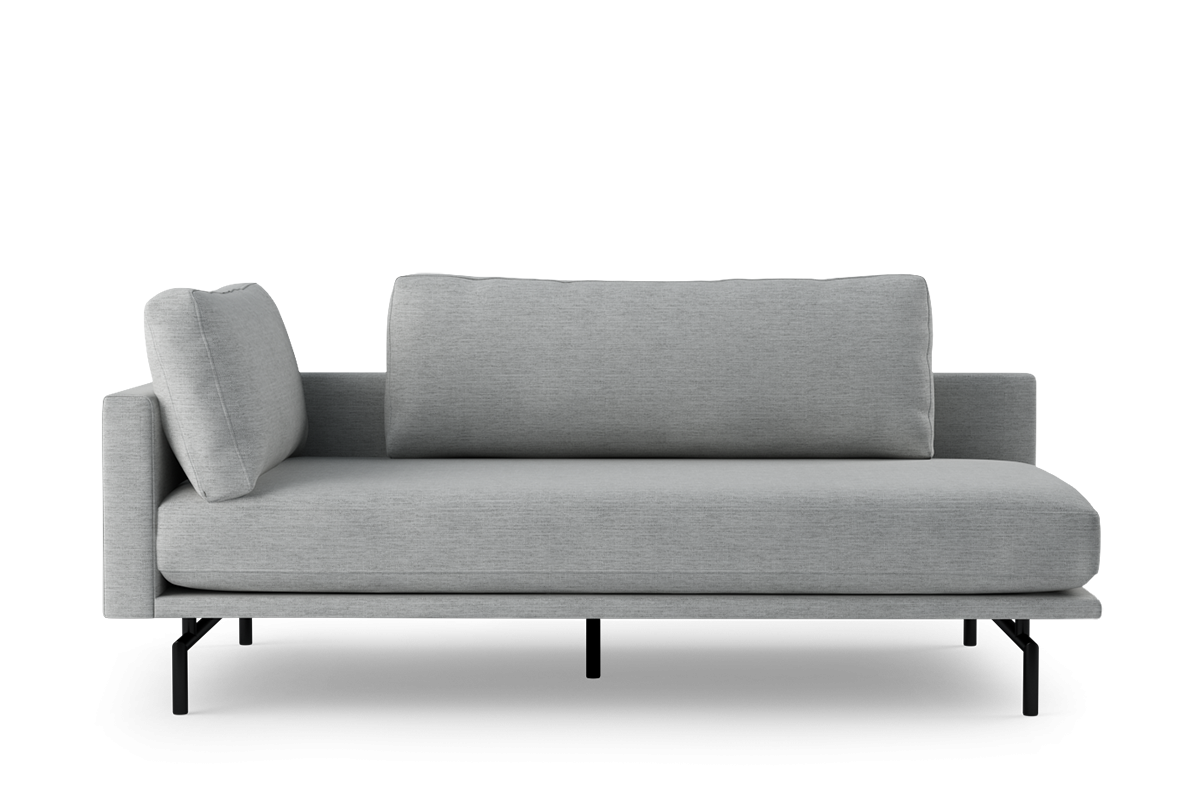 Right-facing BRIXTON upholstered chaise lounge with black base