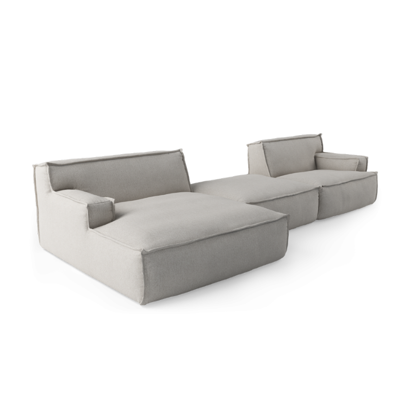 Left-facing upholstered modular corner sofa for 4 people with footrest - DRIFTER