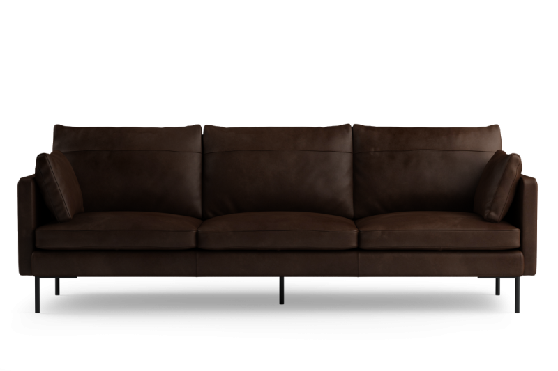 Sofa 3-sitzig DUNE aus Leder mit schwarzem Gestell