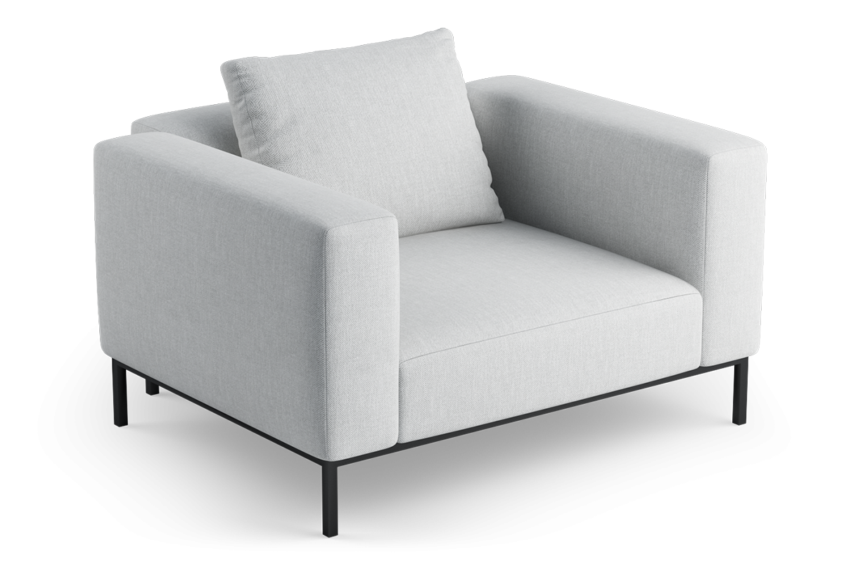 Upholstered HOLDEN Armchair with Black Base