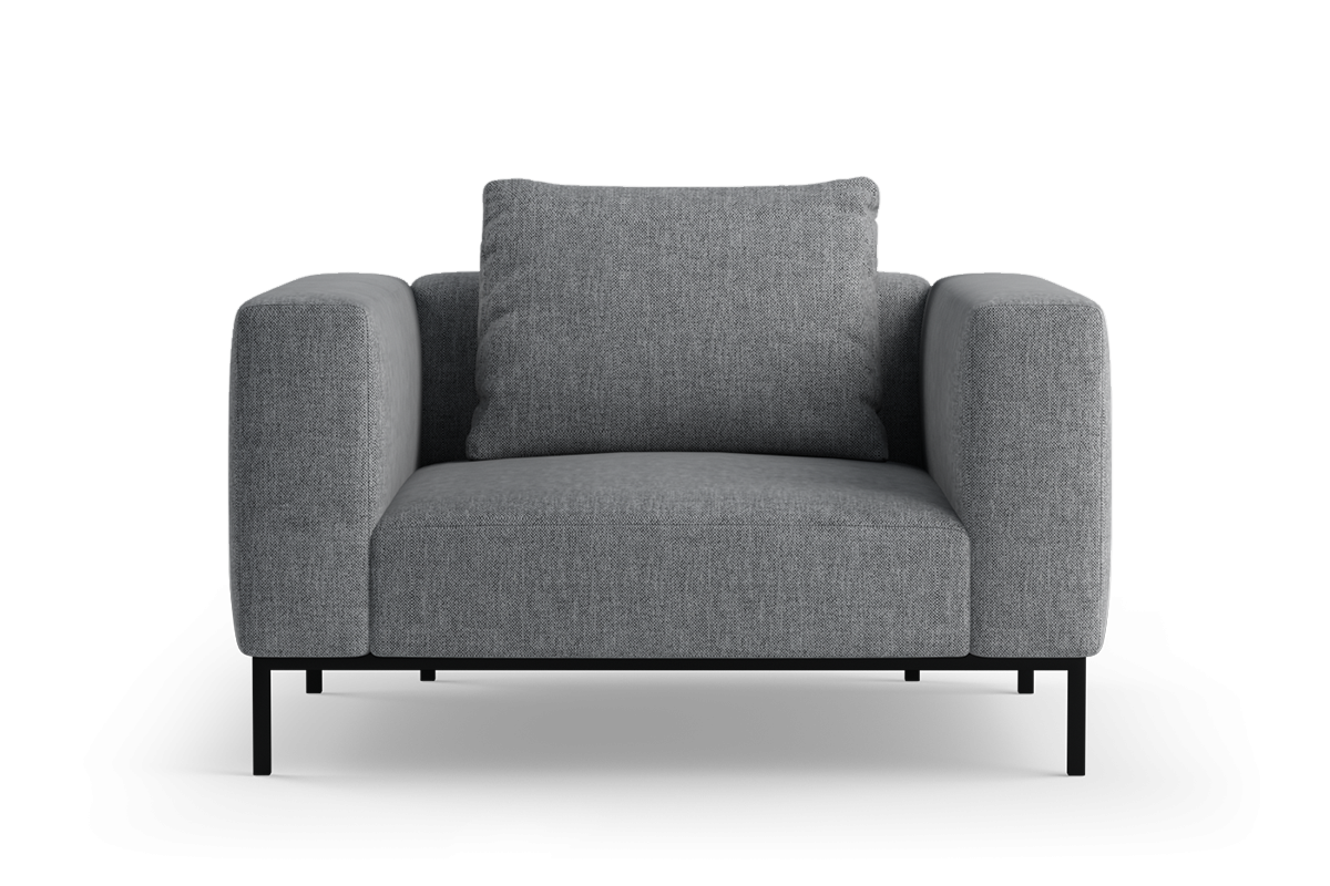Upholstered HOLDEN Armchair with Black Base
