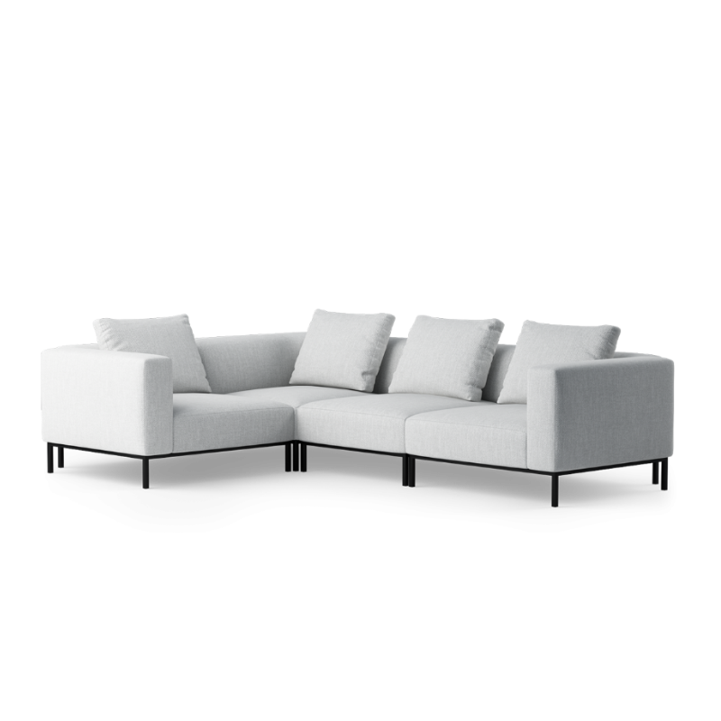 Modularer 3-Sitzer-Ecksofa links HOLDEN mit schwarzem Gestell