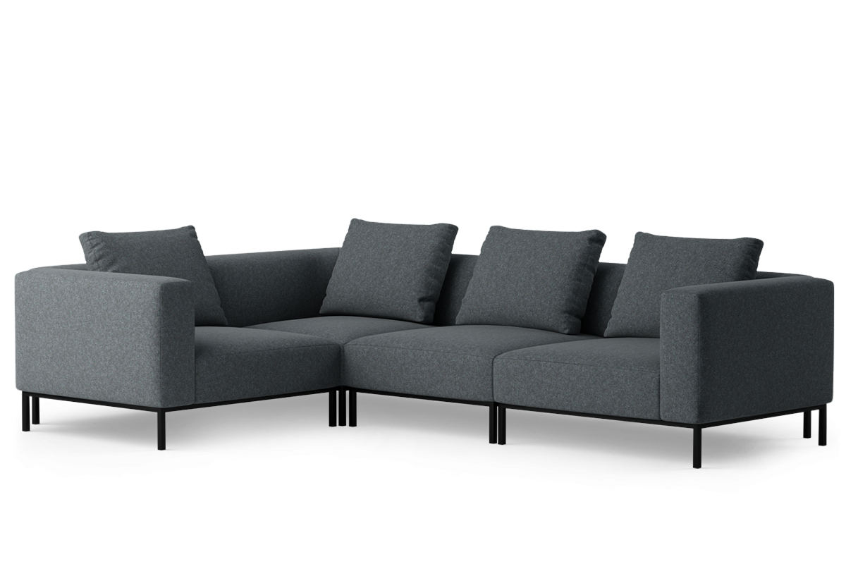 Modularer 3-Sitzer-Ecksofa links HOLDEN mit schwarzem Gestell