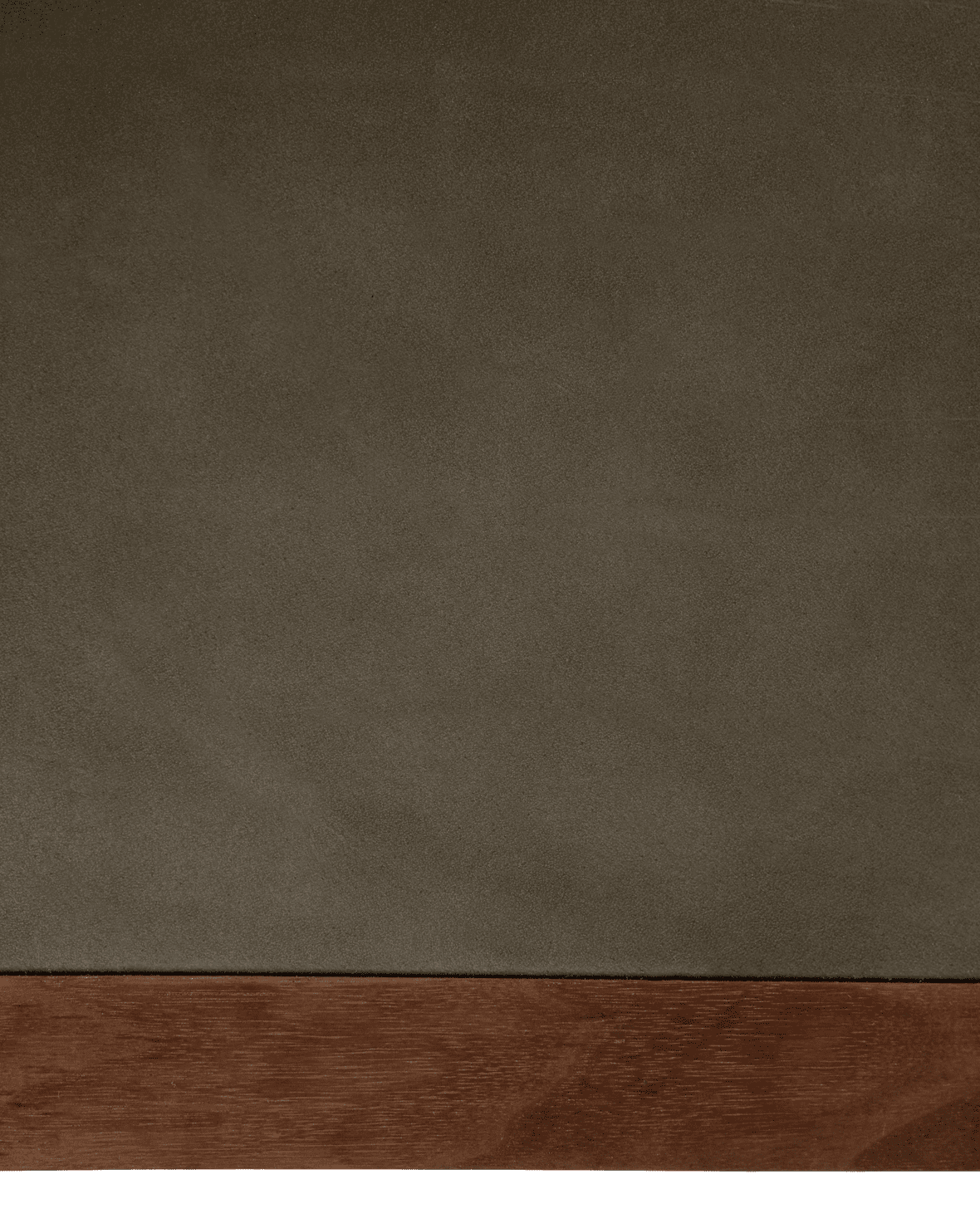 Schreibtisch STUDIO grüner Lederoberfläche mit Nussbaumrahmen und Aluminiumfuß