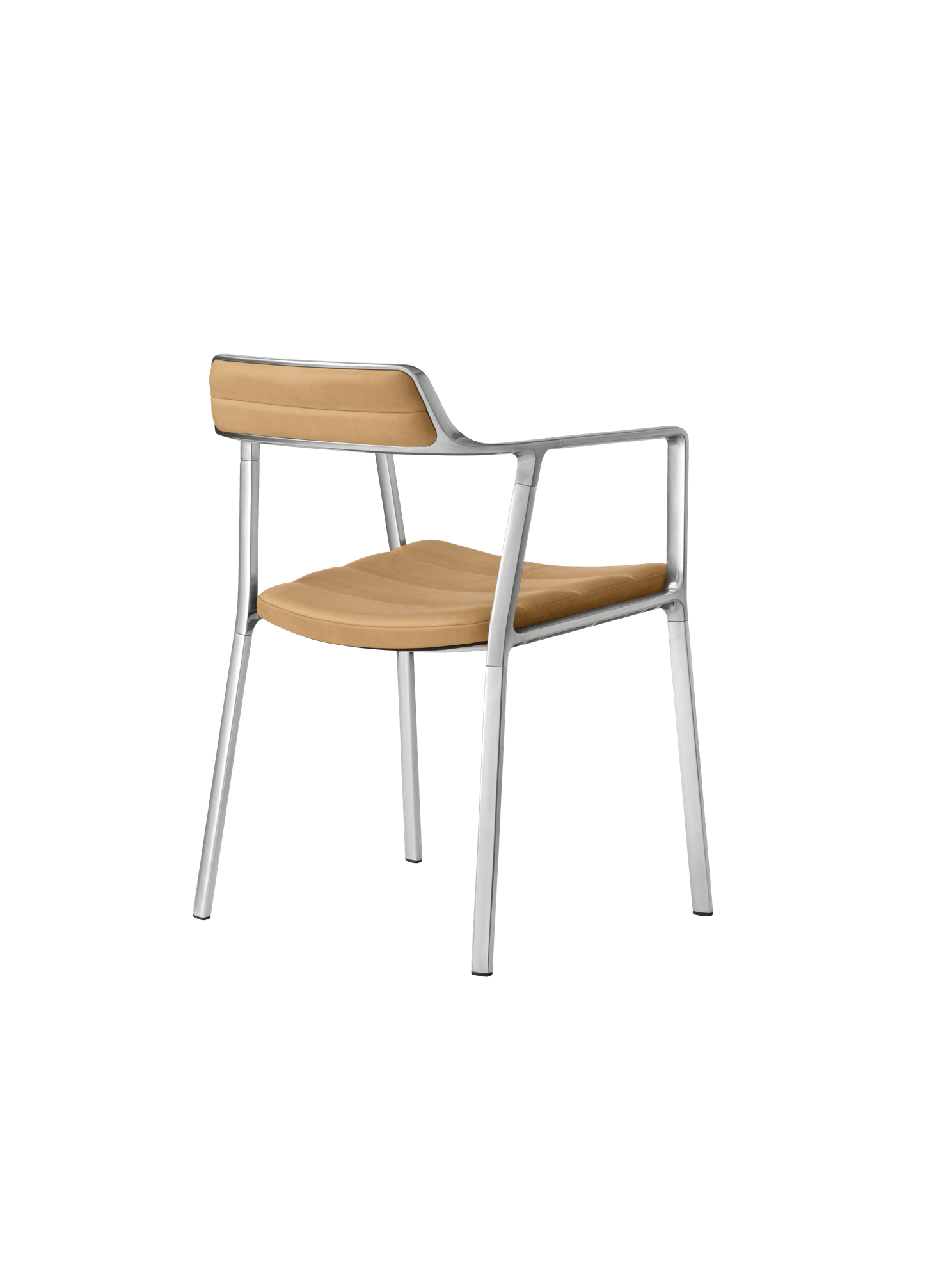 Stuhl 451 karamelbraunes Leder mit Metallbasis