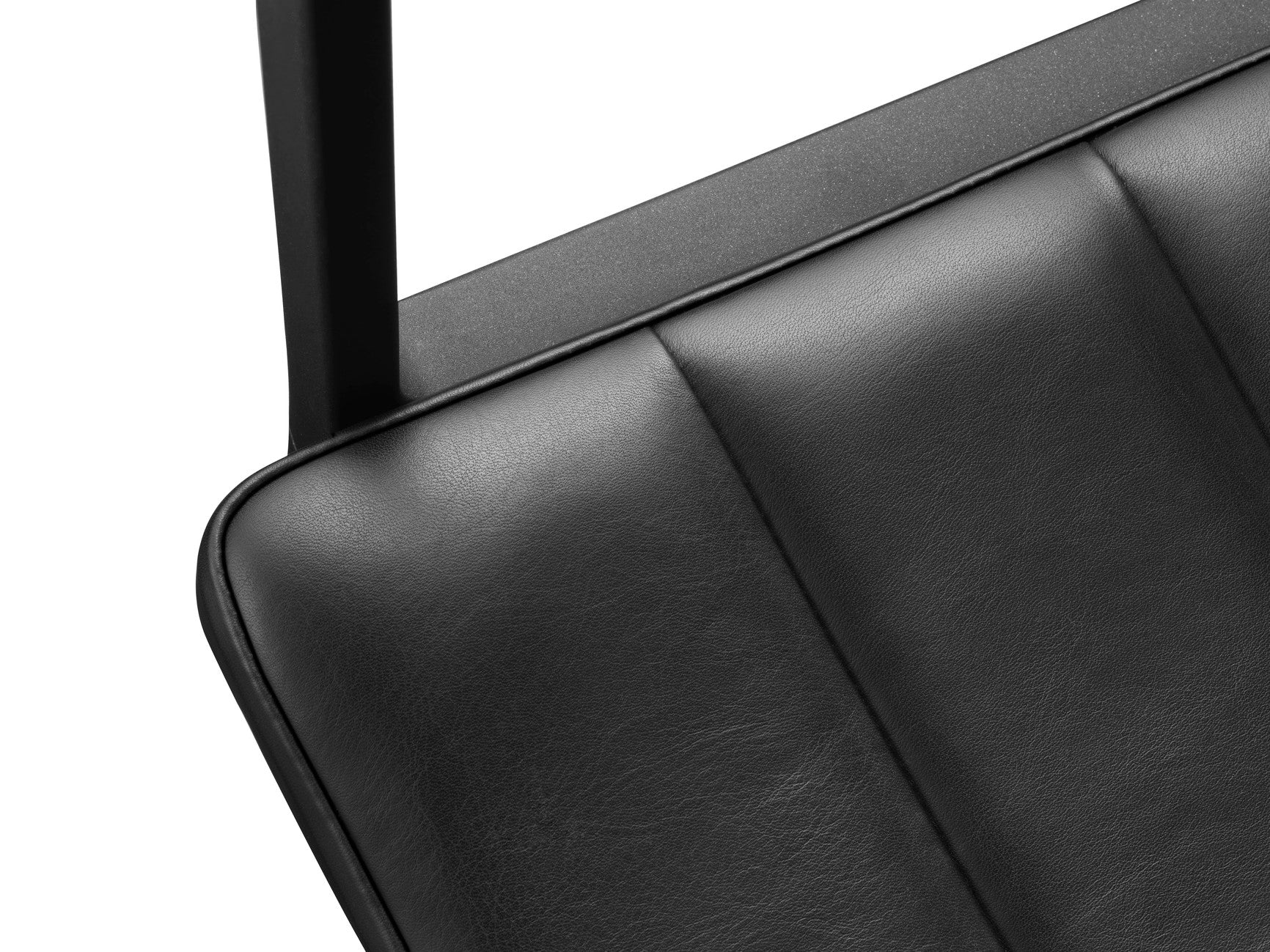 Bürostuhl 452 schwarze Leder mit schwarzem Metallgestell