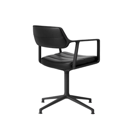 Bürostuhl 452 schwarze Leder mit schwarzem Metallgestell