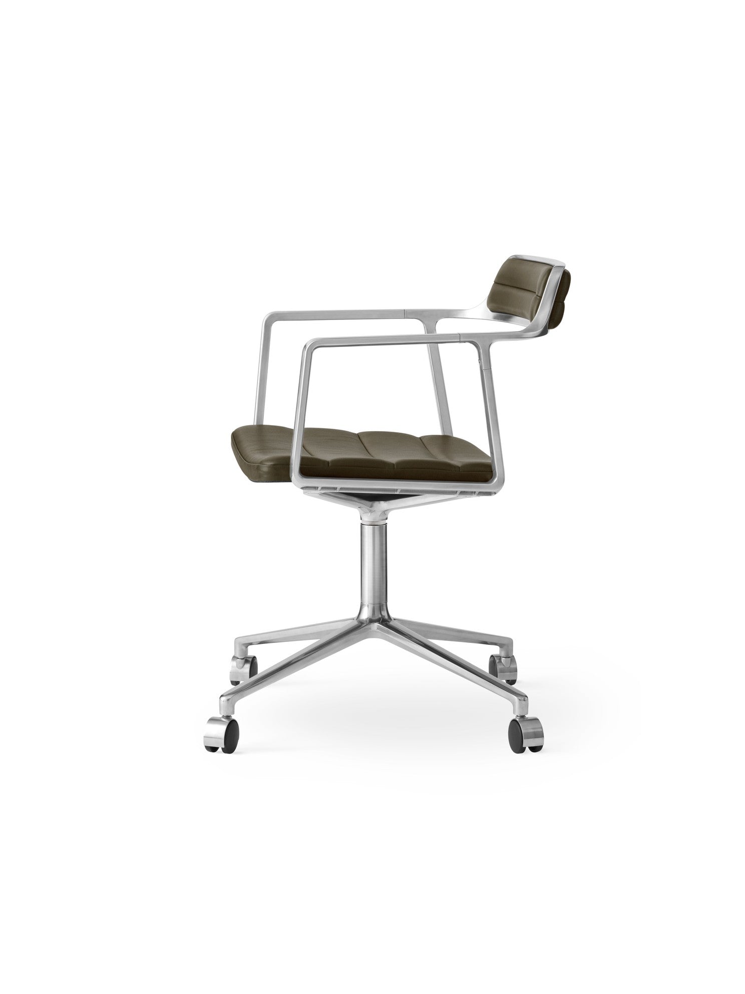 Bürostuhl 452 grüne Leder mit Metallbasis