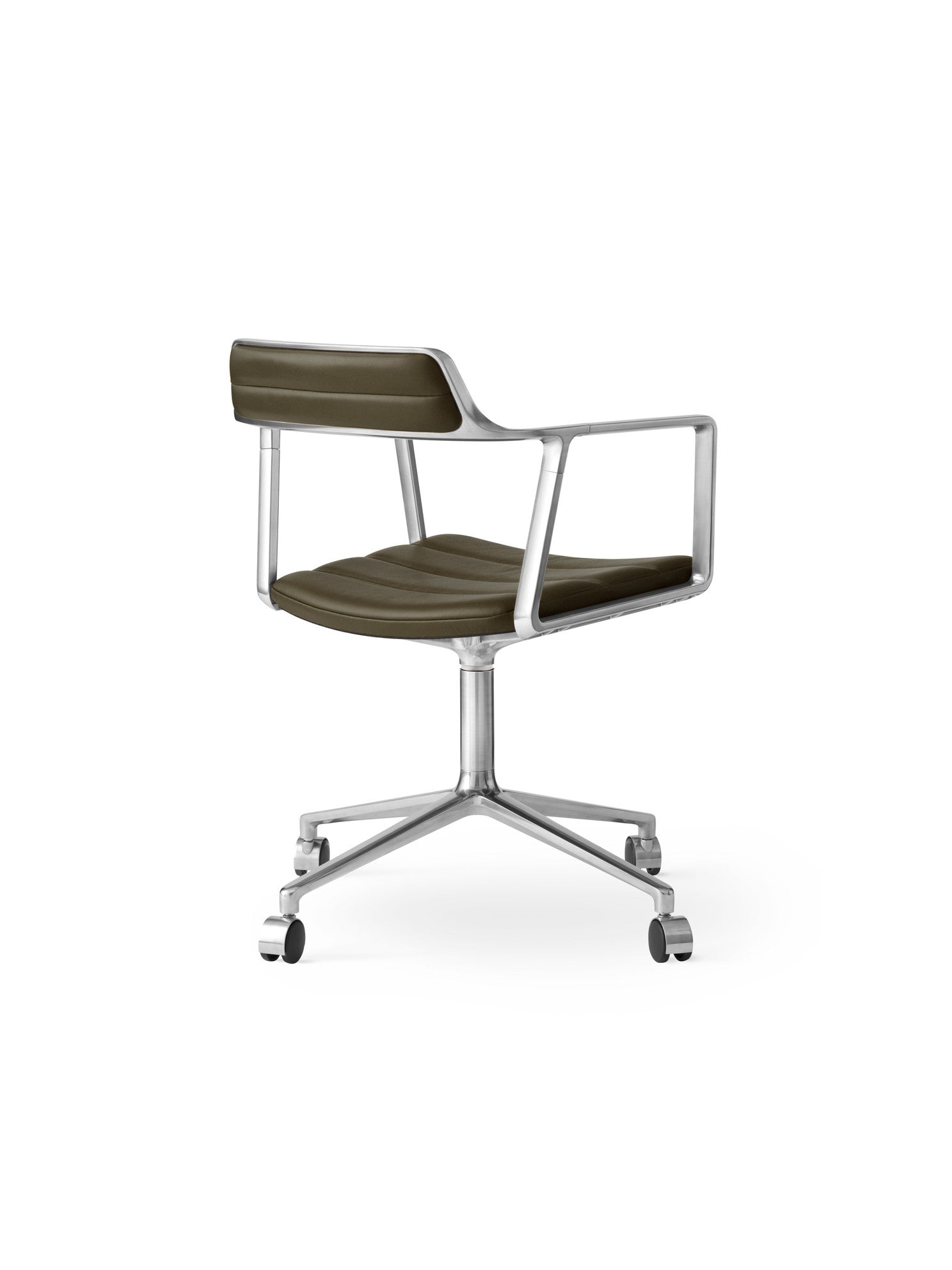 Bürostuhl 452 grüne Leder mit Metallbasis