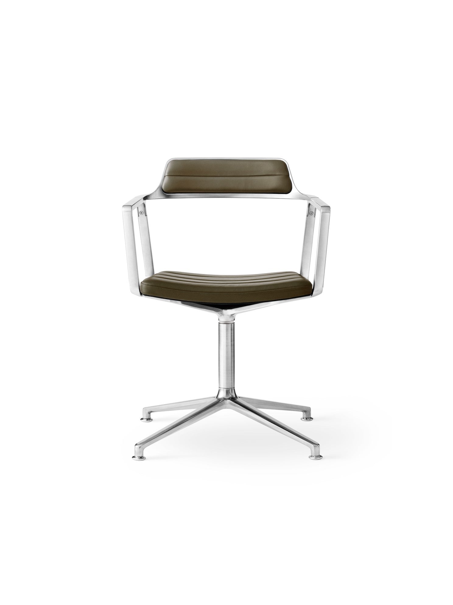 Bürostuhl 452 grüne Leder mit Metallbasis