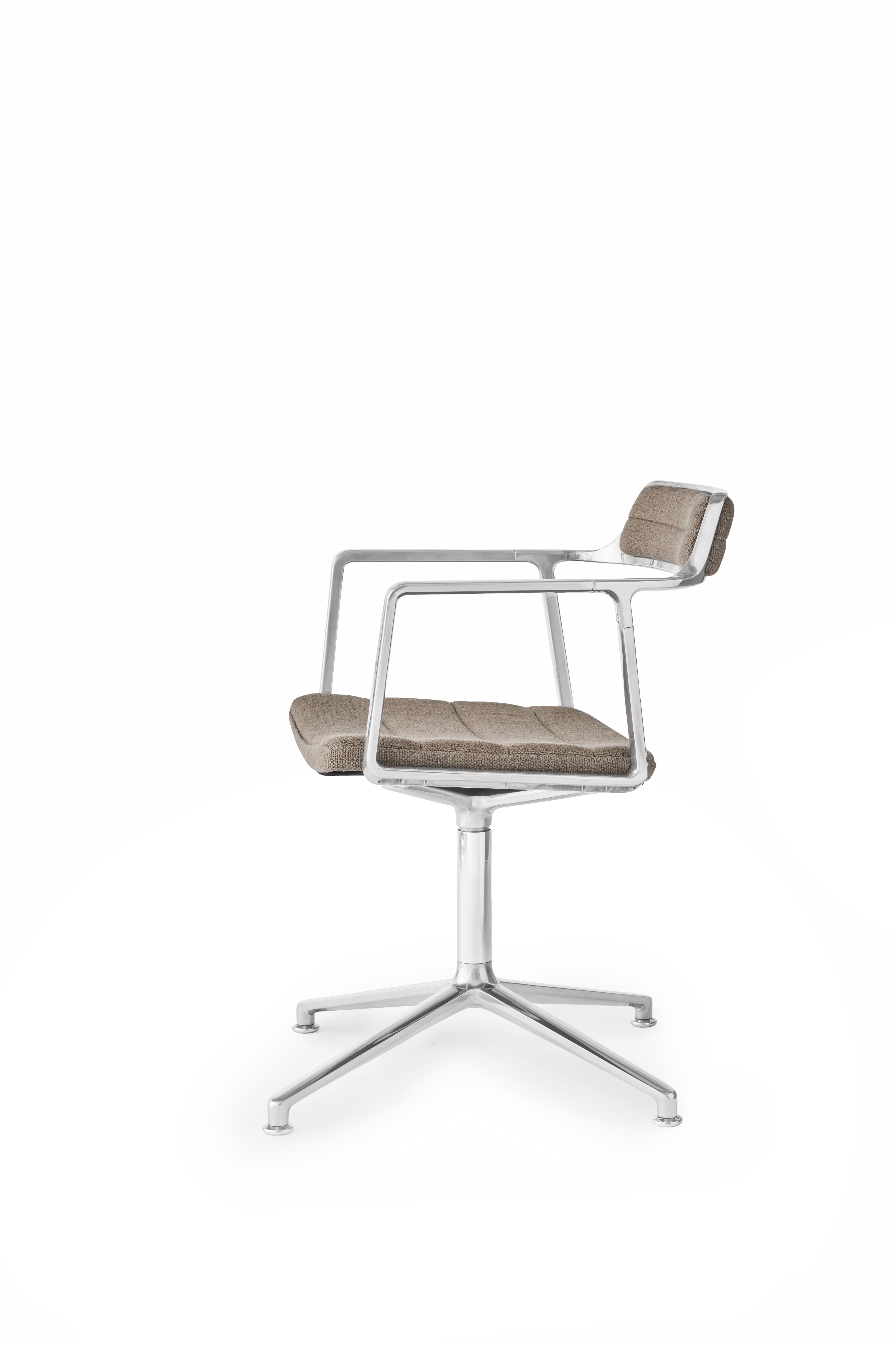 Bürostuhl 452 sandfarbener Stoff mit Metallbasis