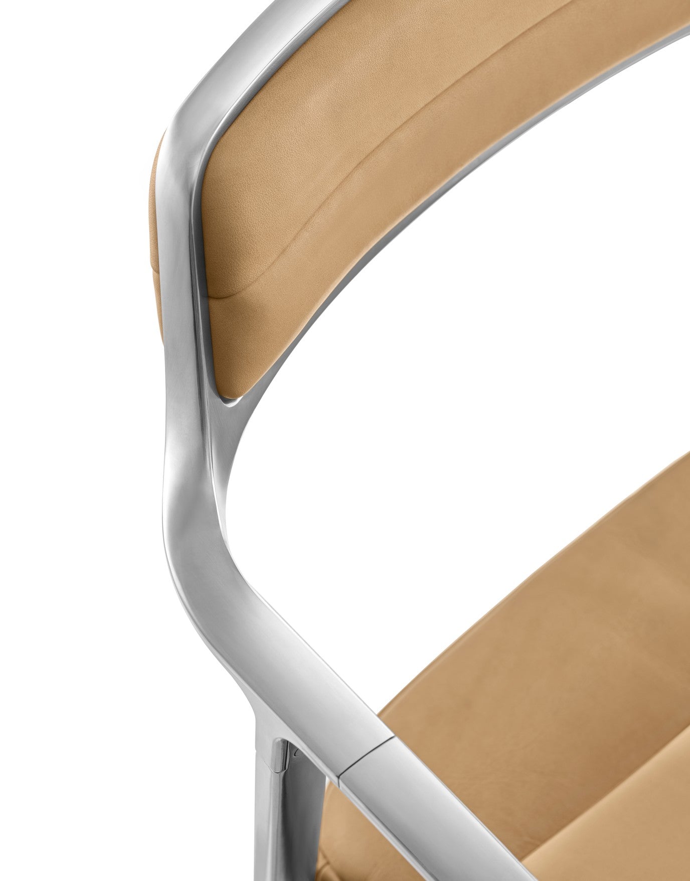 Bürostuhl 452 karamelbraunes Leder mit Metallbasis