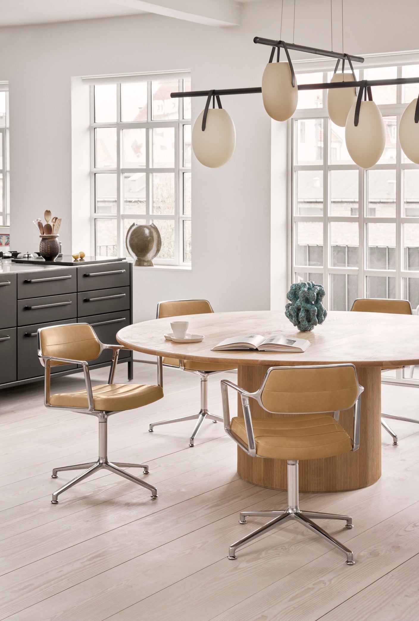 Office chair 453 light gray fabric with metal base