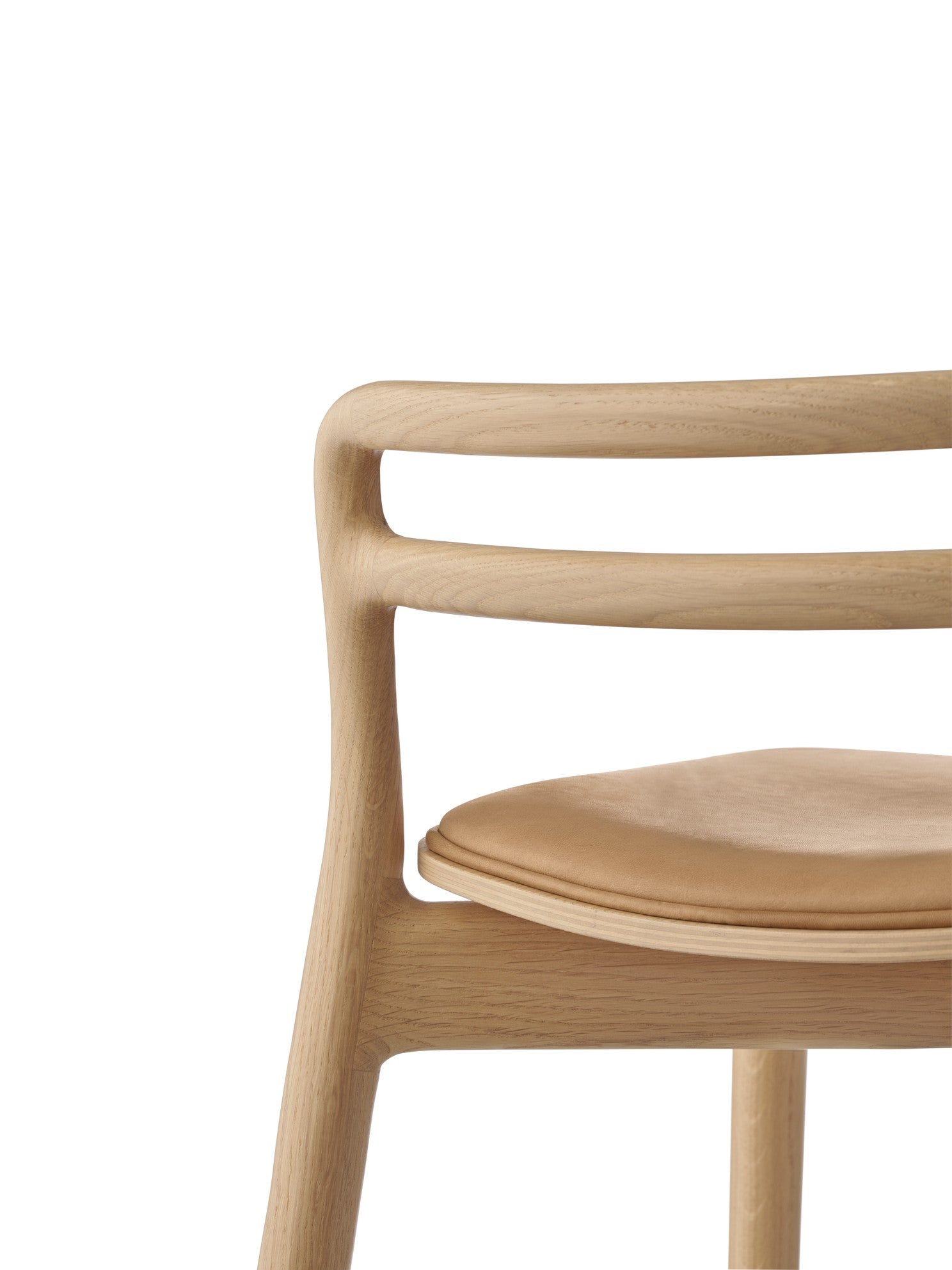 Hocker CABIN karamellfarbene Leder mit heller Eichenbasis