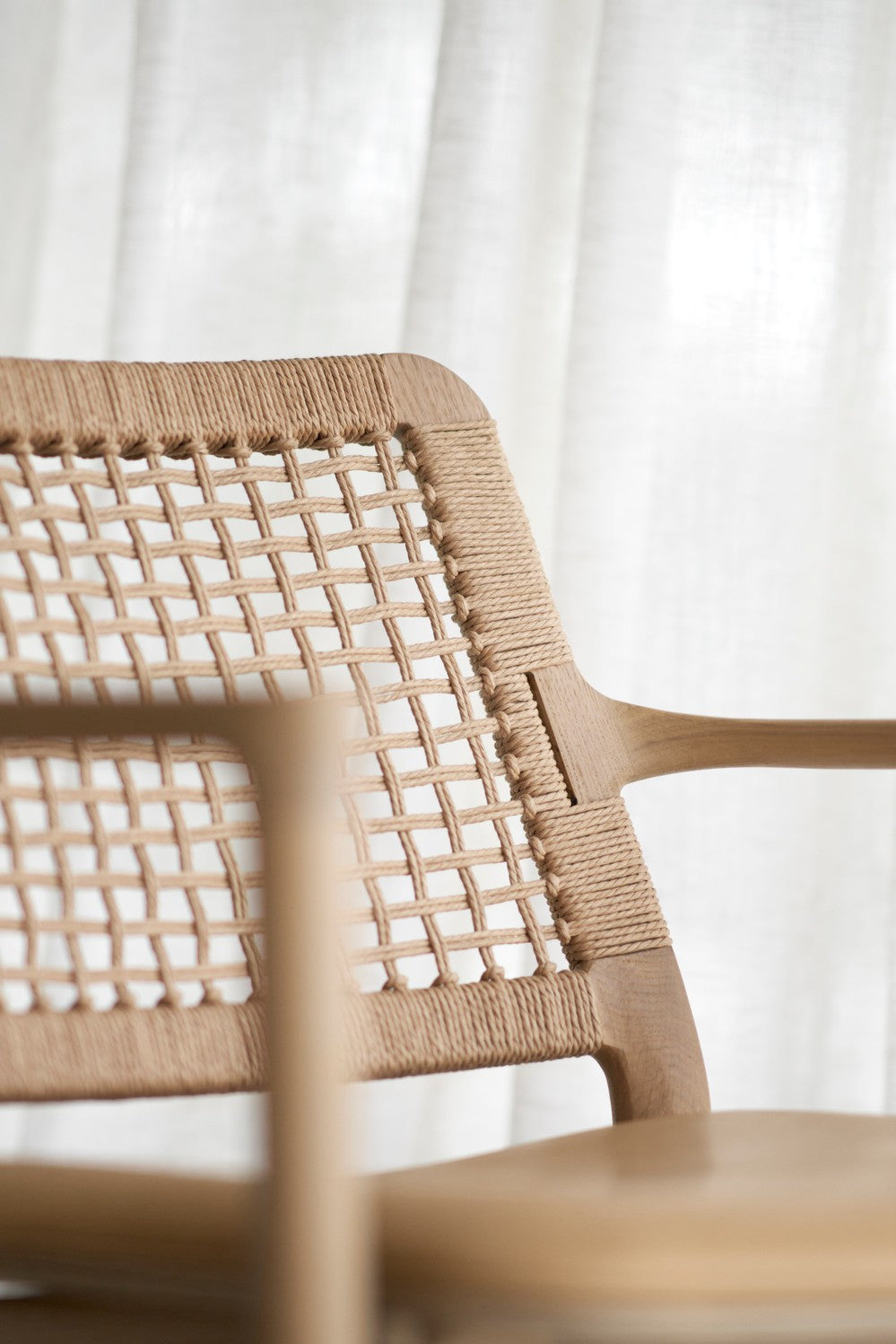 CABIN Armchair in Caramel Leather with Light Oak Base
