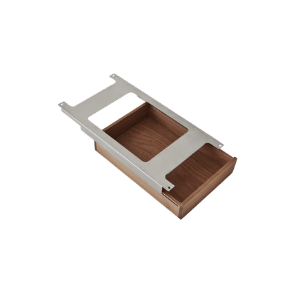 Schreibtisch STUDIO grüner Lederoberfläche mit Nussbaumrahmen und Aluminiumfuß