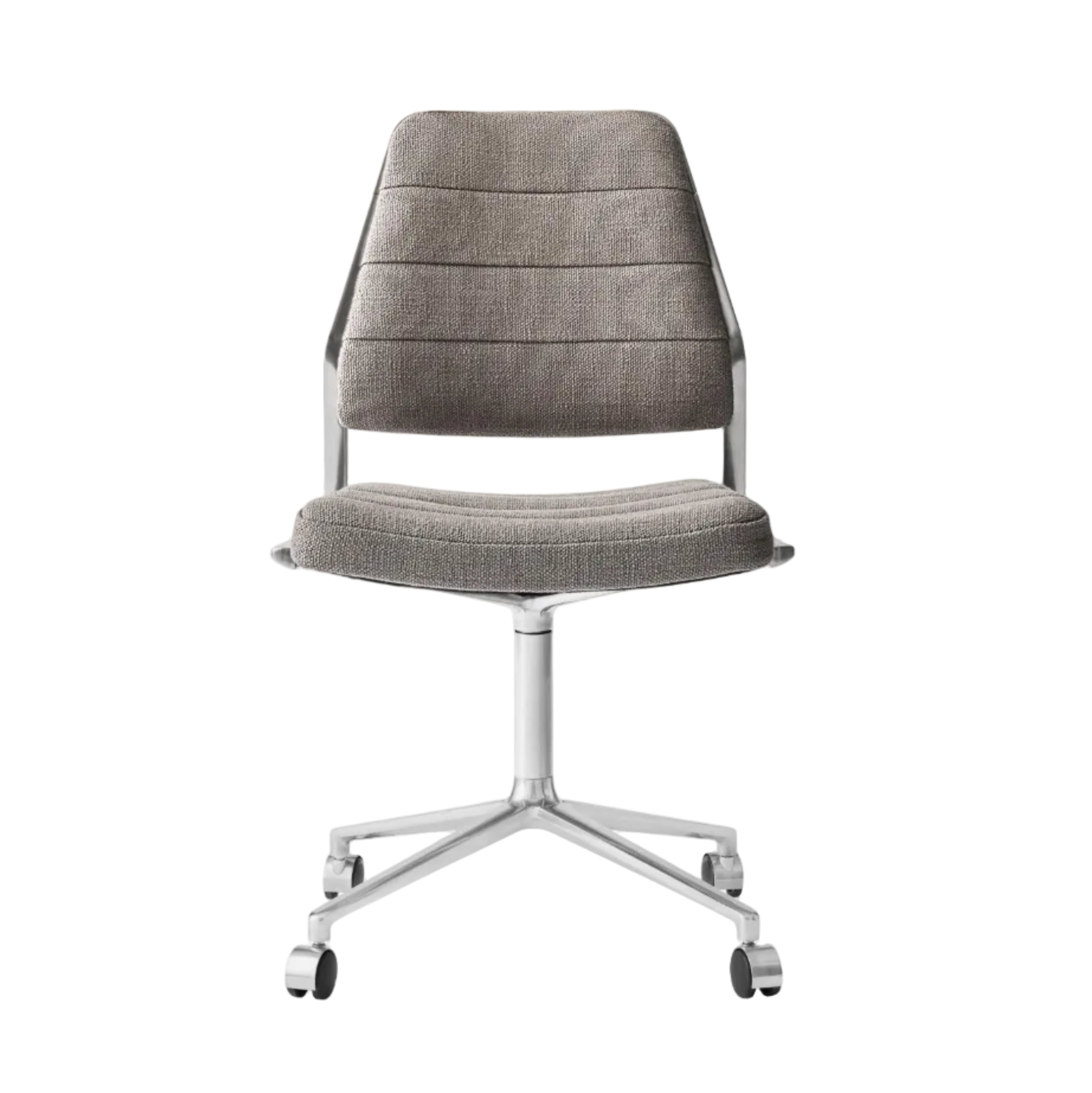 Bürostuhl 454 mit grauem Stoffbezug und Metallbasis