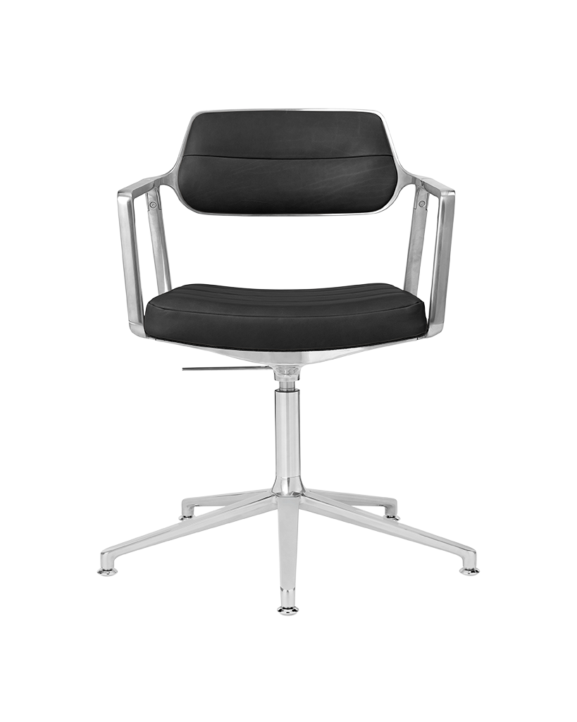 Bürostuhl 453+ schwarze Leder mit Metallbasis