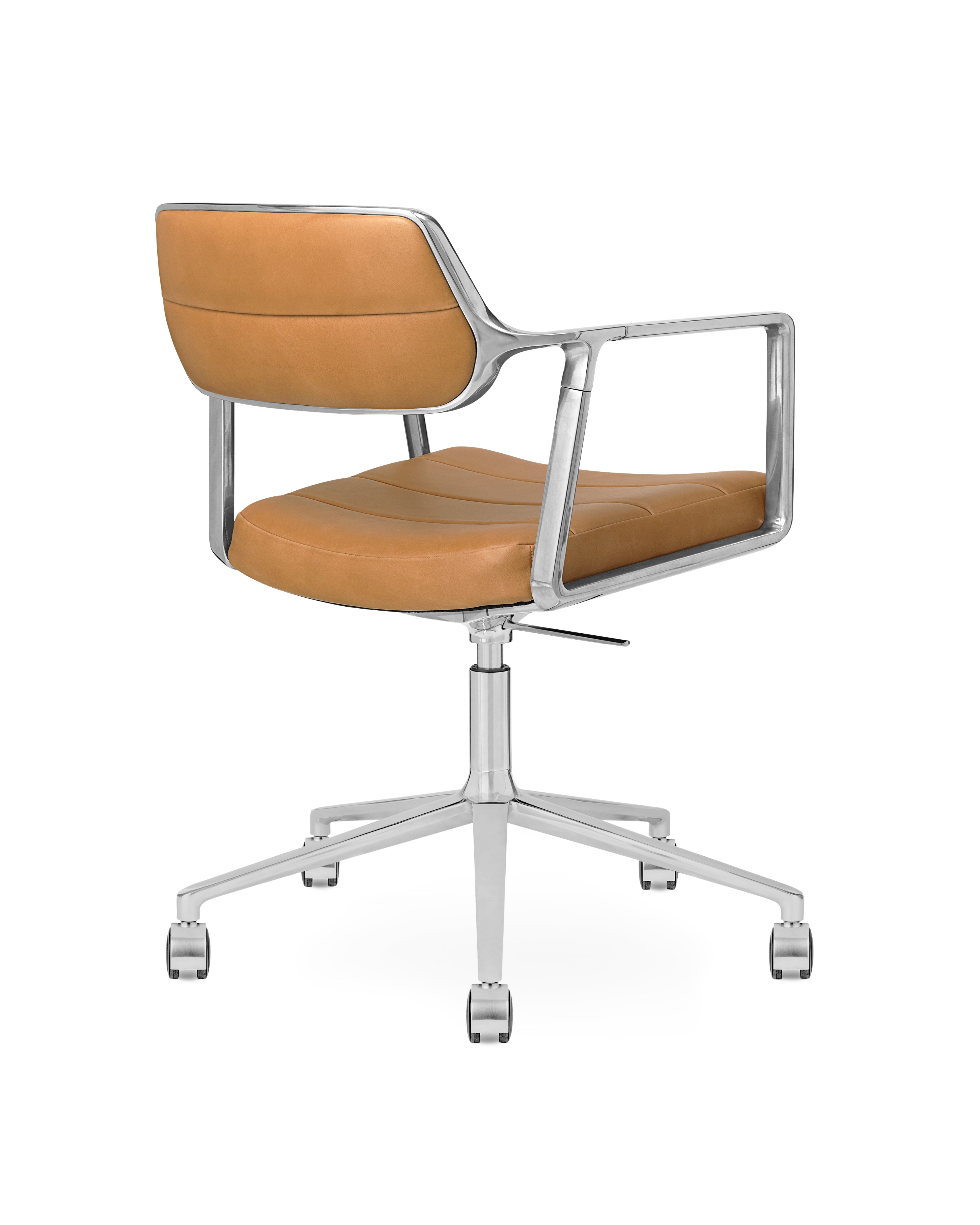 Office chair 453+ caramel leather with metal base
