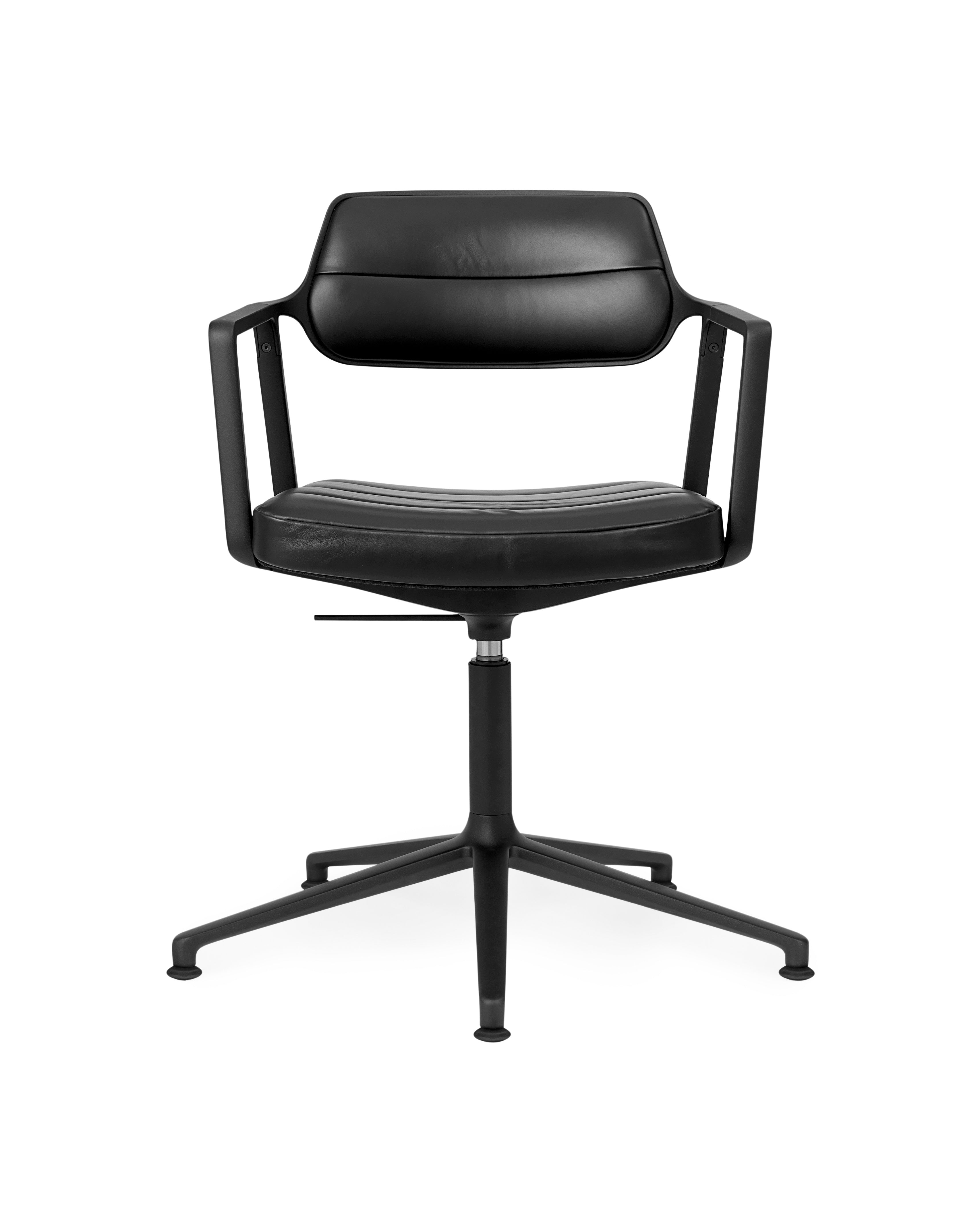 Bürostuhl 453+ schwarze Leder mit schwarzem Metallgestell