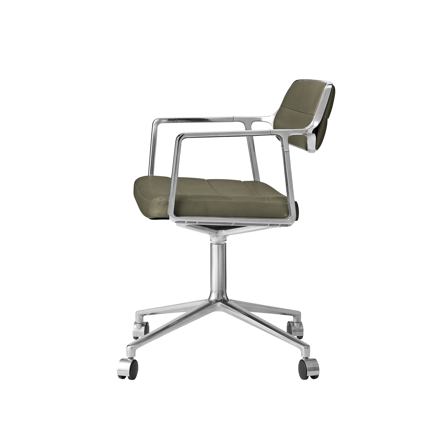 Bürostuhl 453 grüne Leder mit Metallbasis