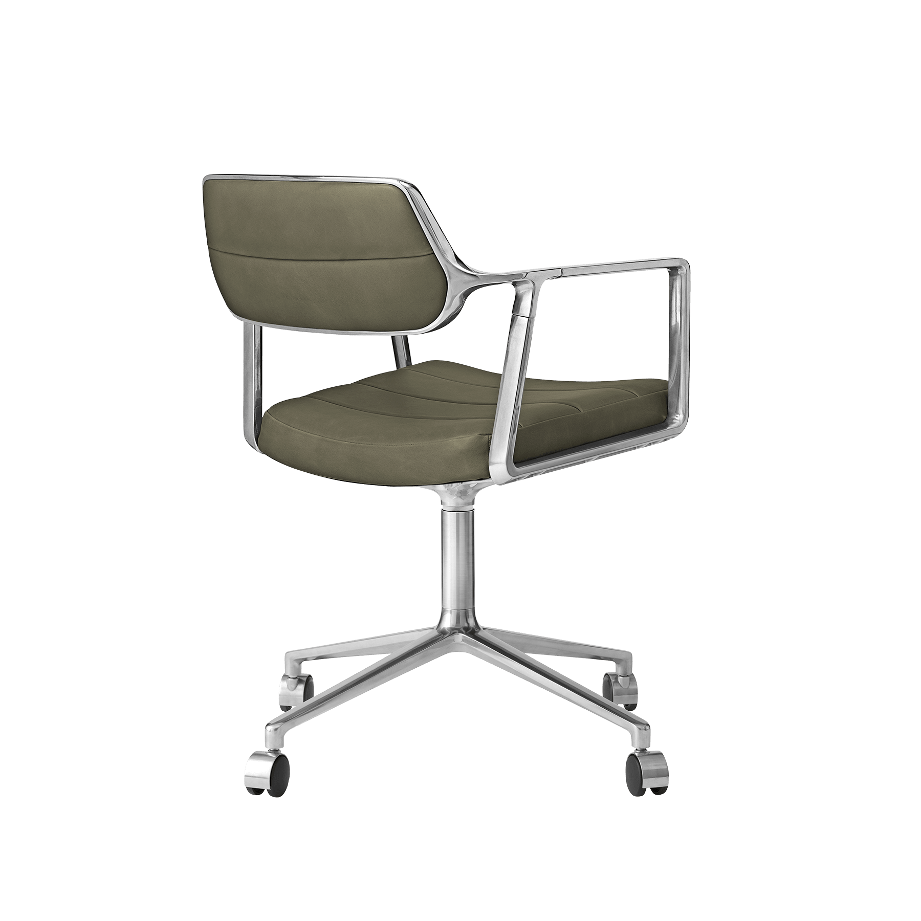 Bürostuhl 453 grüne Leder mit Metallbasis