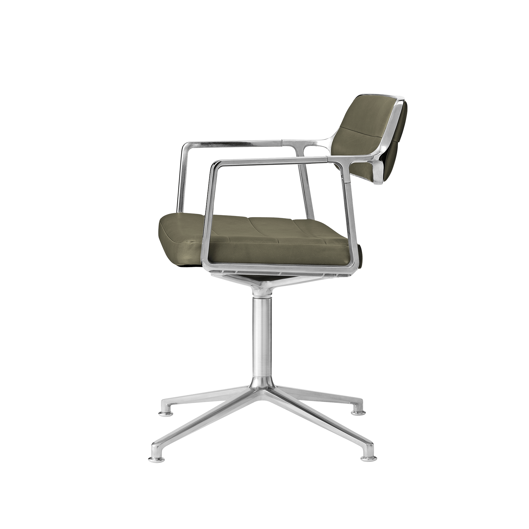 Bürostuhl 453 grüne Leder mit Metallbasis