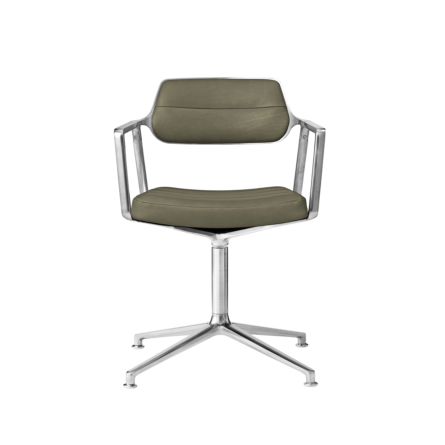 Bürostuhl 453 grüne Leder mit Metallbasis