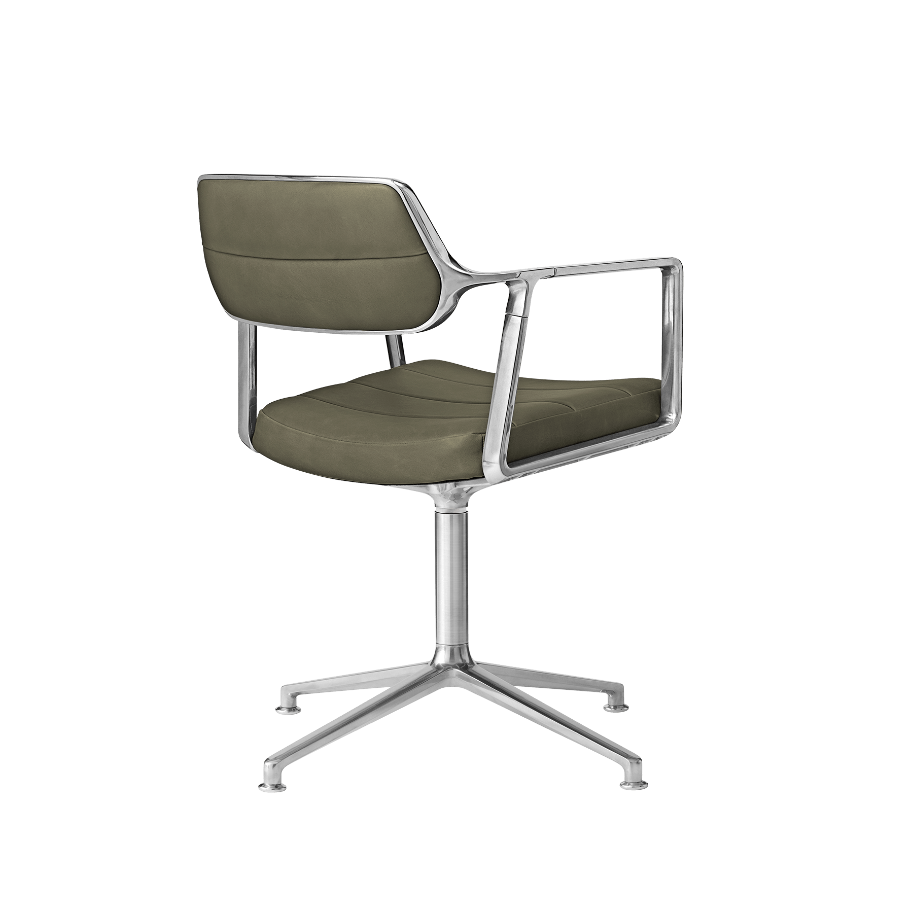 Bürostuhl 453 grüne Leder mit Metallbasis