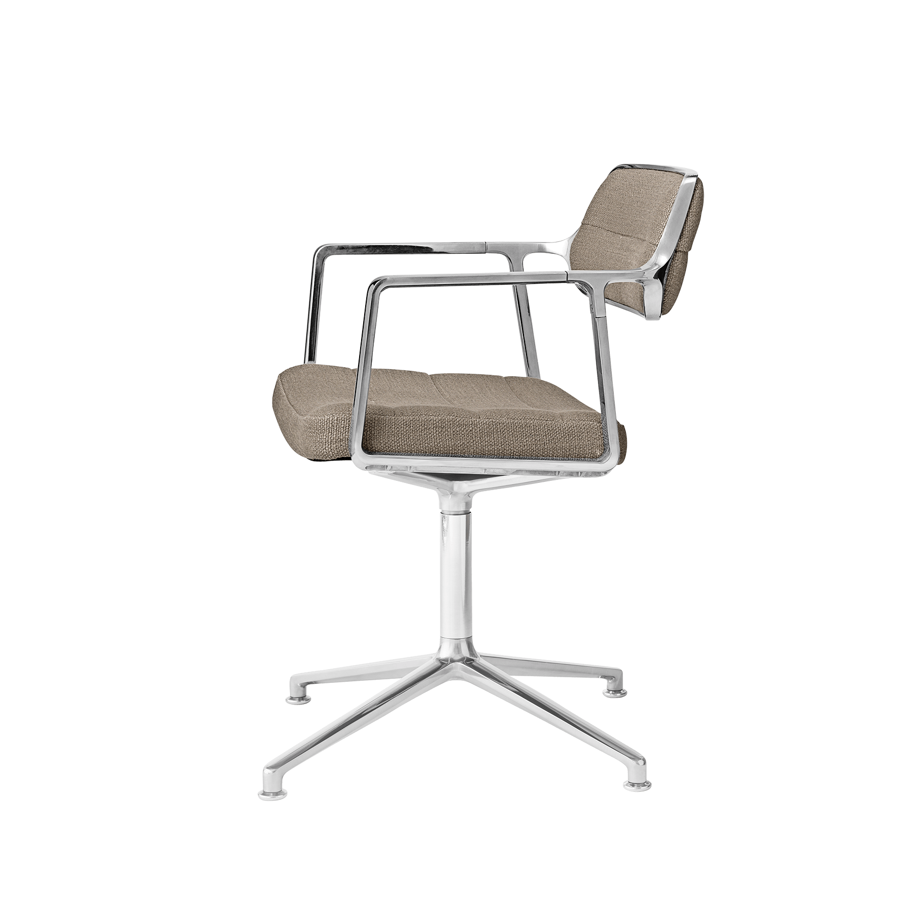 Bürostuhl 453 sandfarbener Stoff mit Metallbasis