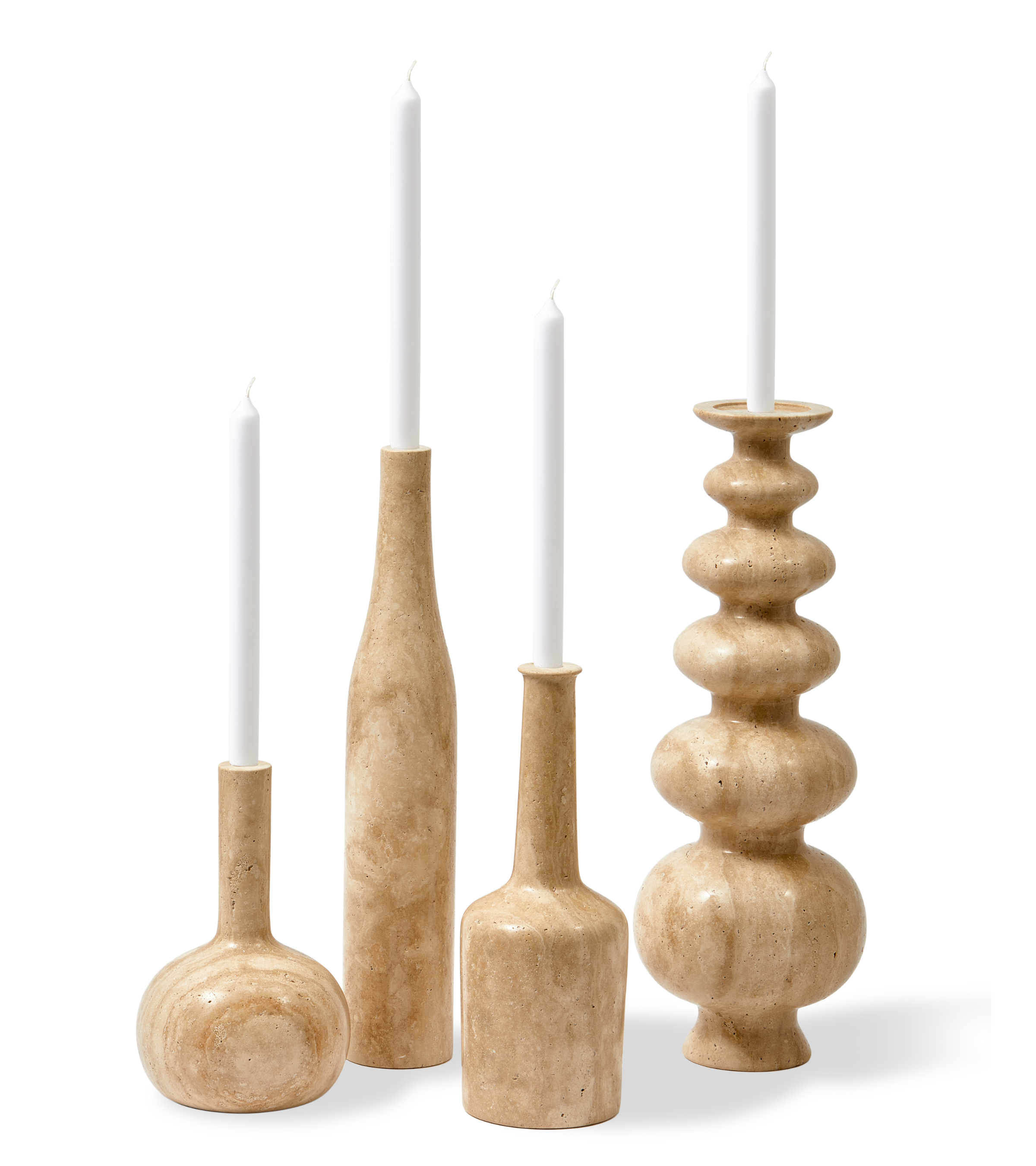 HERITAGE WHISKEY beige travertine candlestick
