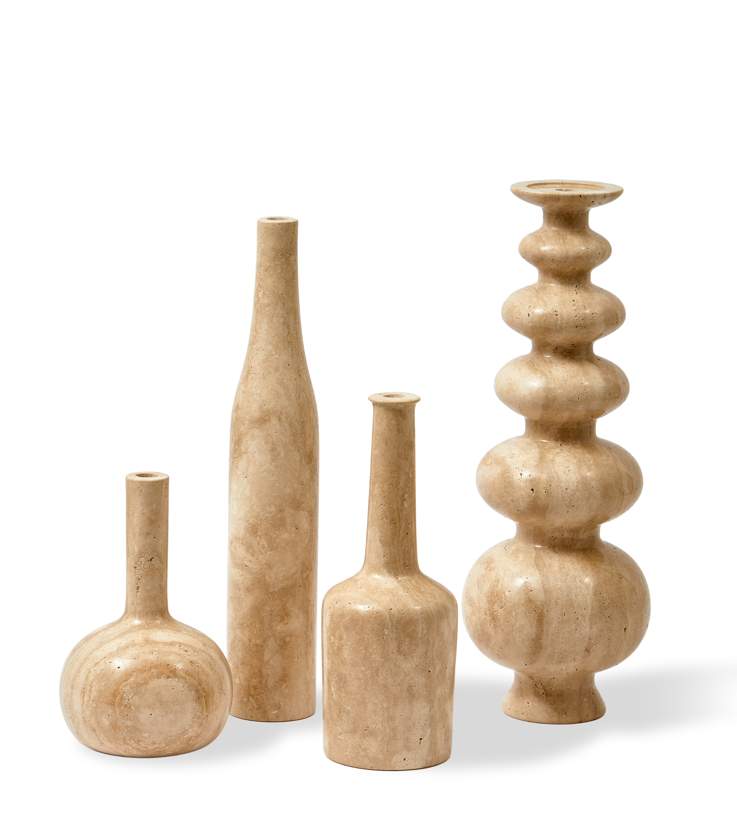 HERITAGE WHISKEY beige travertine candlestick