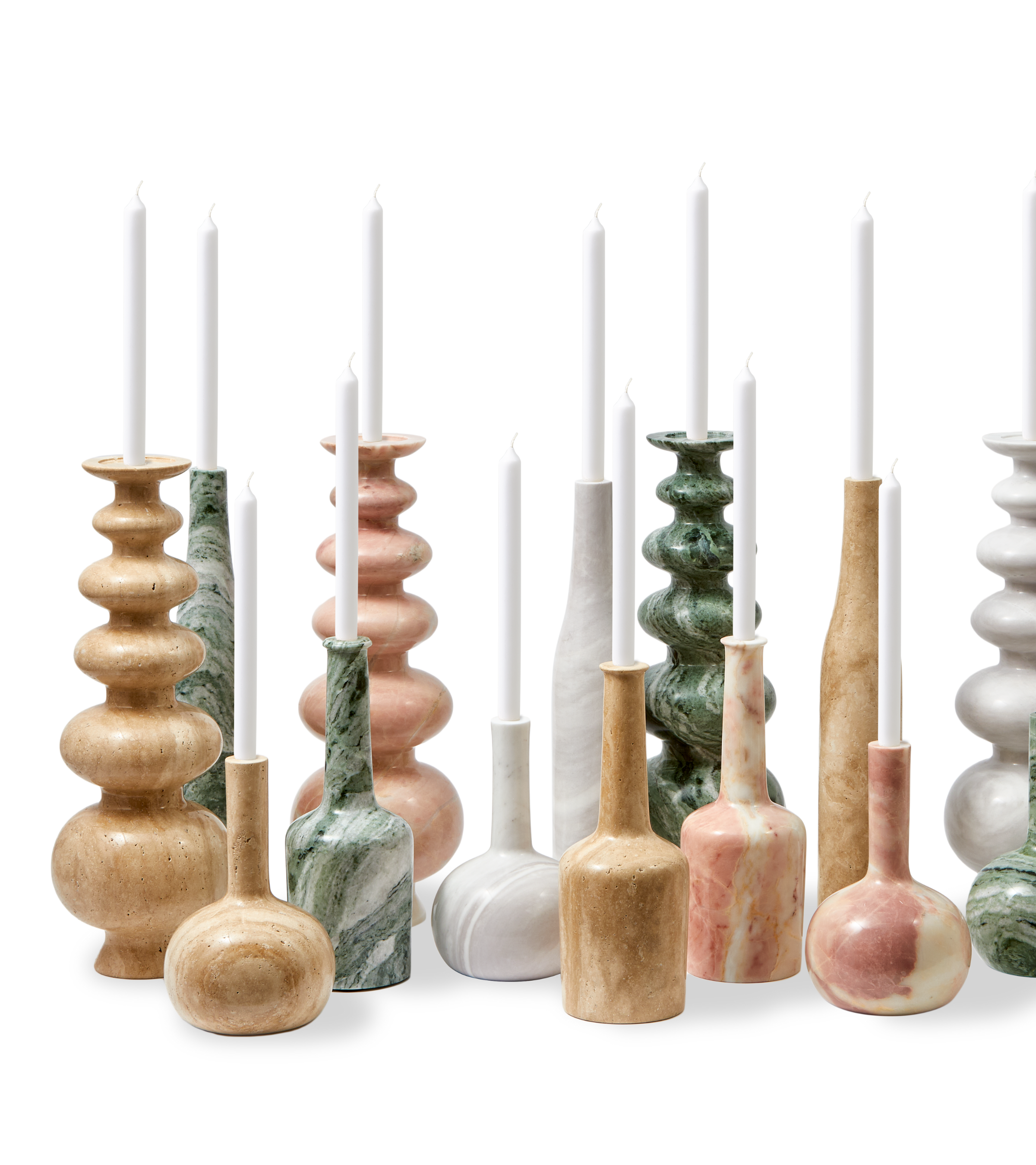 HERITAGE WHISKEY beige travertine candlestick