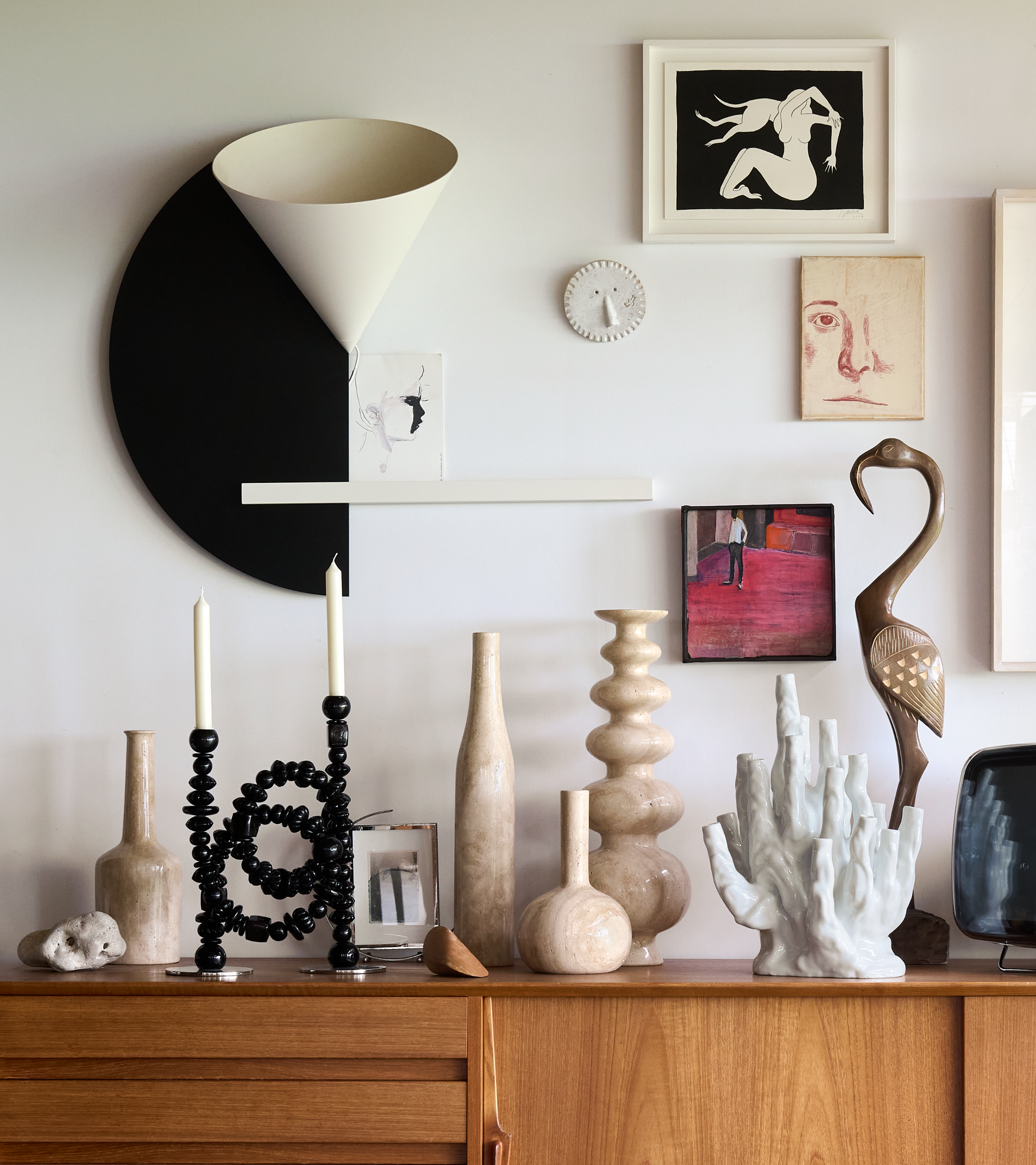 HERITAGE BOTTLE Kerzenständer beige Travertin