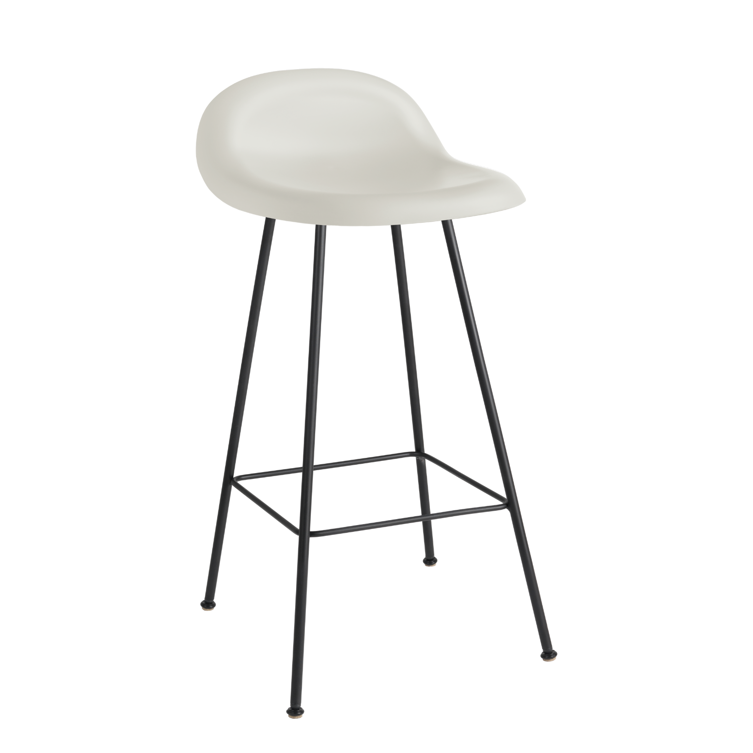 GUBI 3D stool with a white seat and black base