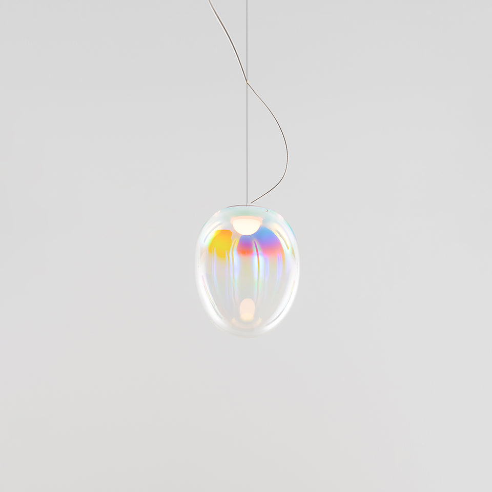 STELLAR NEBULA pendant lamp with iridescent blown glass