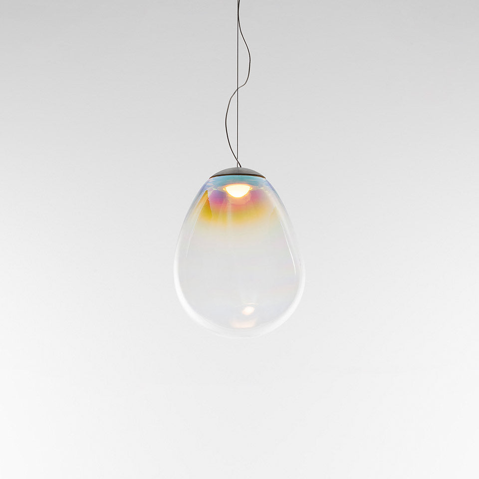 STELLAR NEBULA pendant lamp with iridescent blown glass