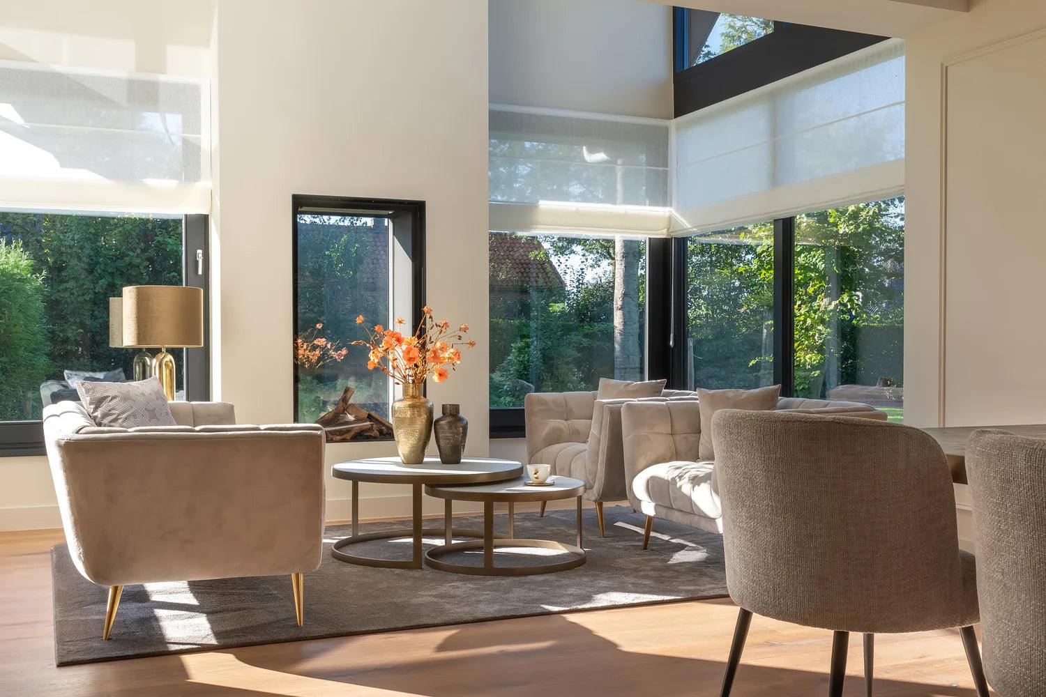 Zestaw stolików kawowych WHITEBONE mosiężny Richmond Interiors    Eye on Design