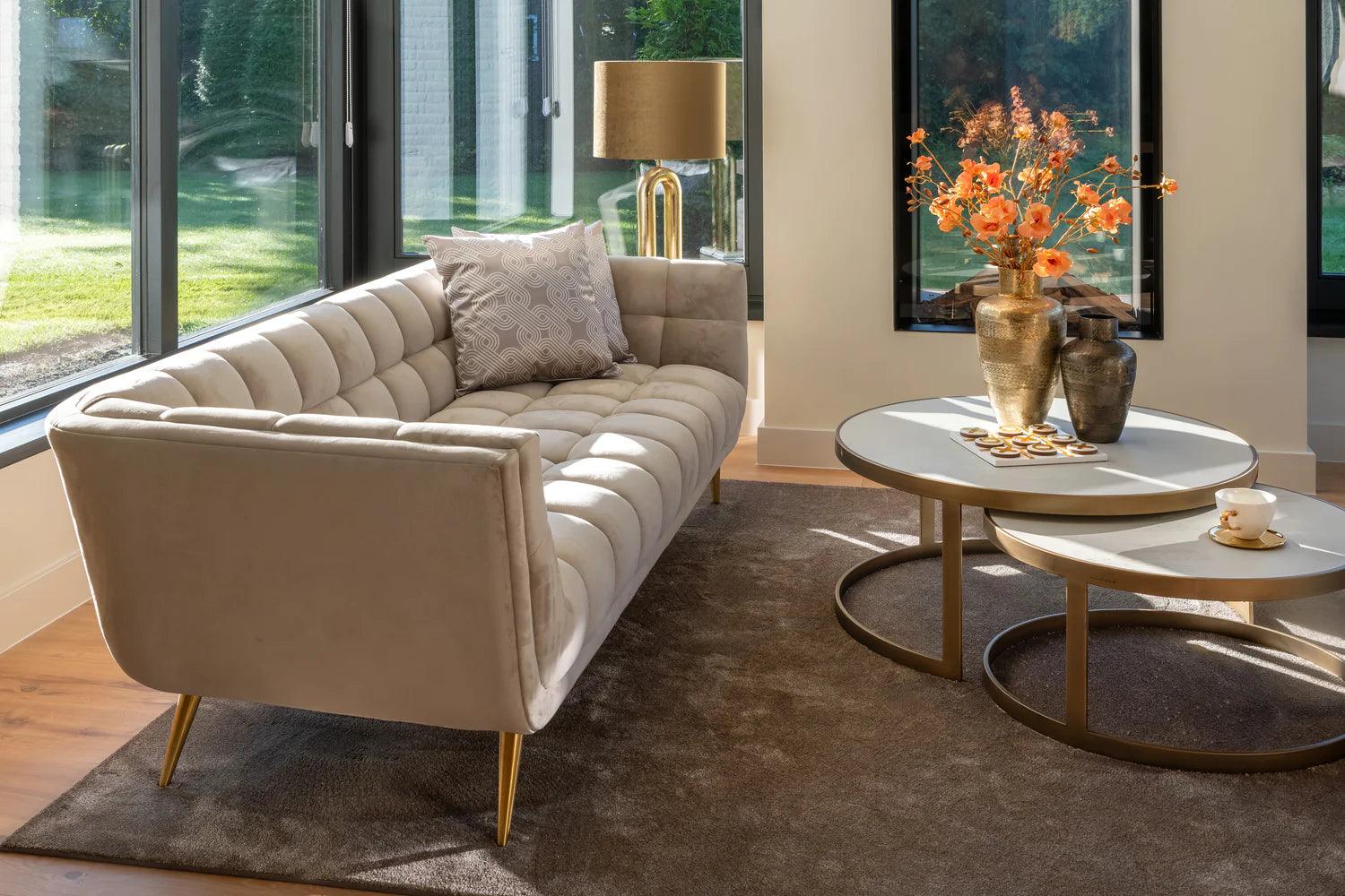 Zestaw stolików kawowych WHITEBONE mosiężny Richmond Interiors    Eye on Design