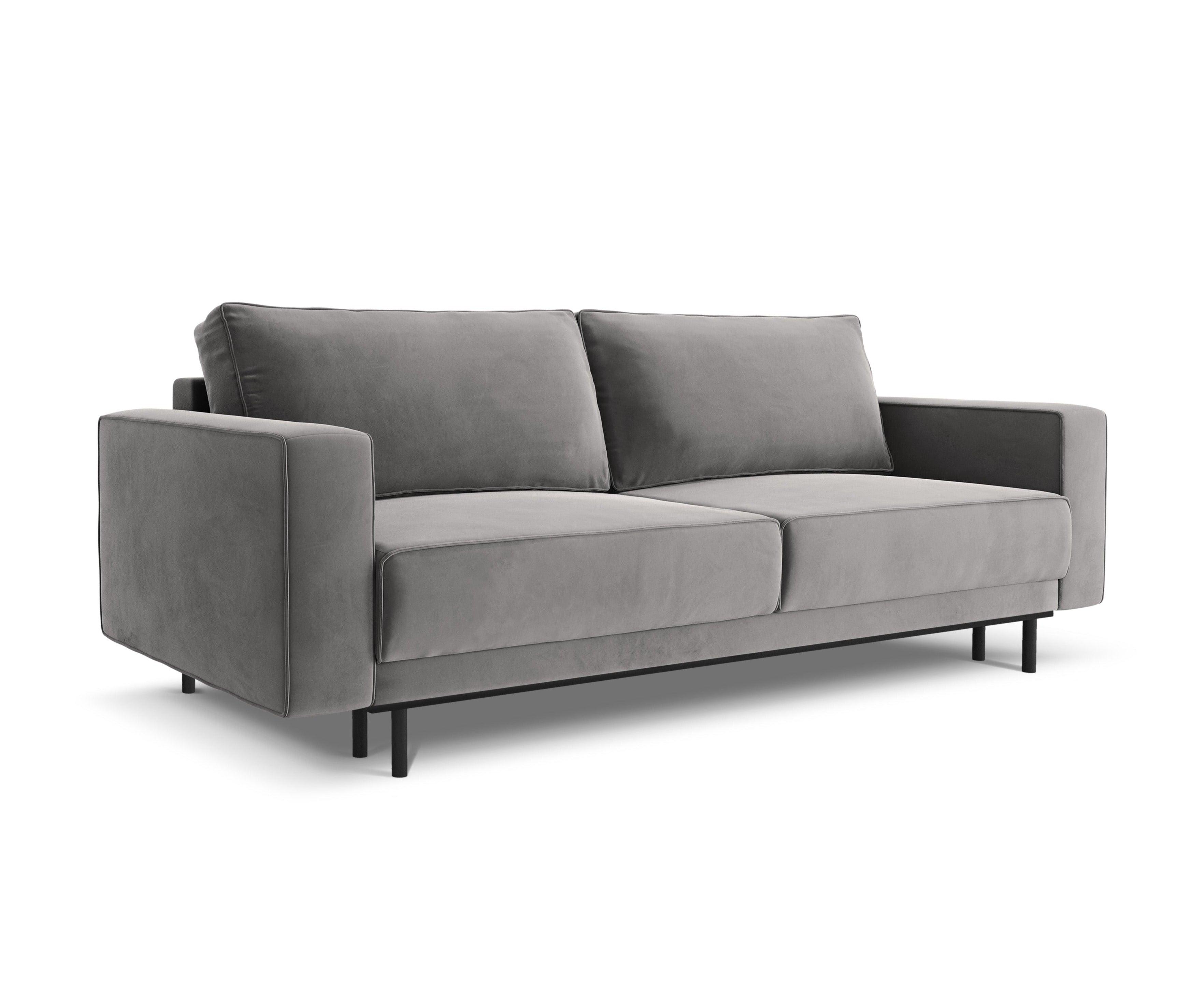 Sofa aksamitna z funkcją spania CARO szary Micadoni    Eye on Design