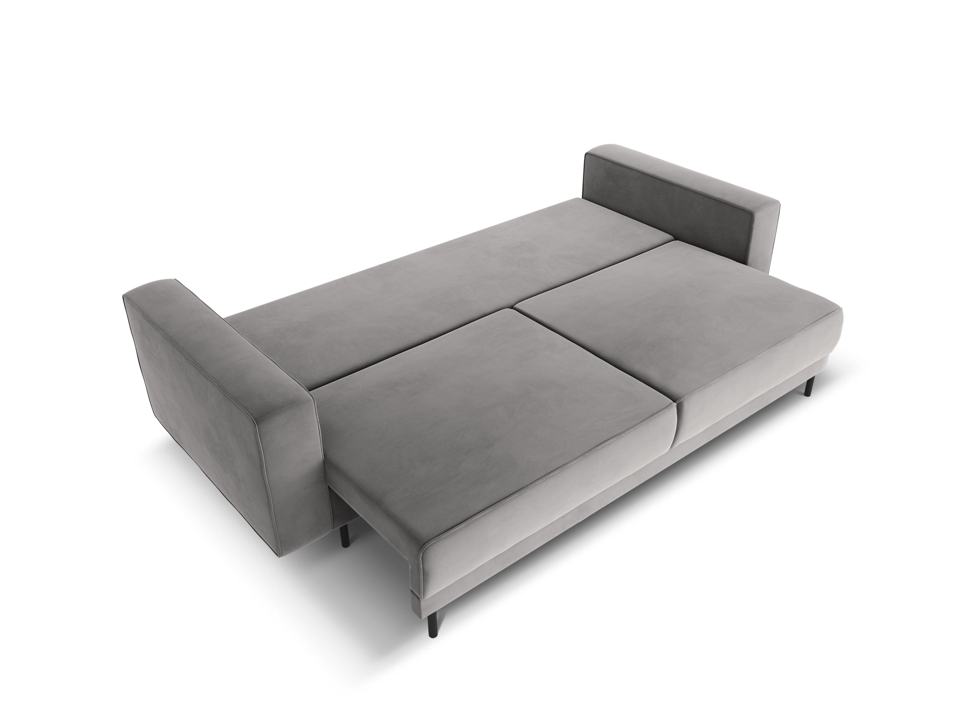 Sofa aksamitna z funkcją spania CARO szary Micadoni    Eye on Design