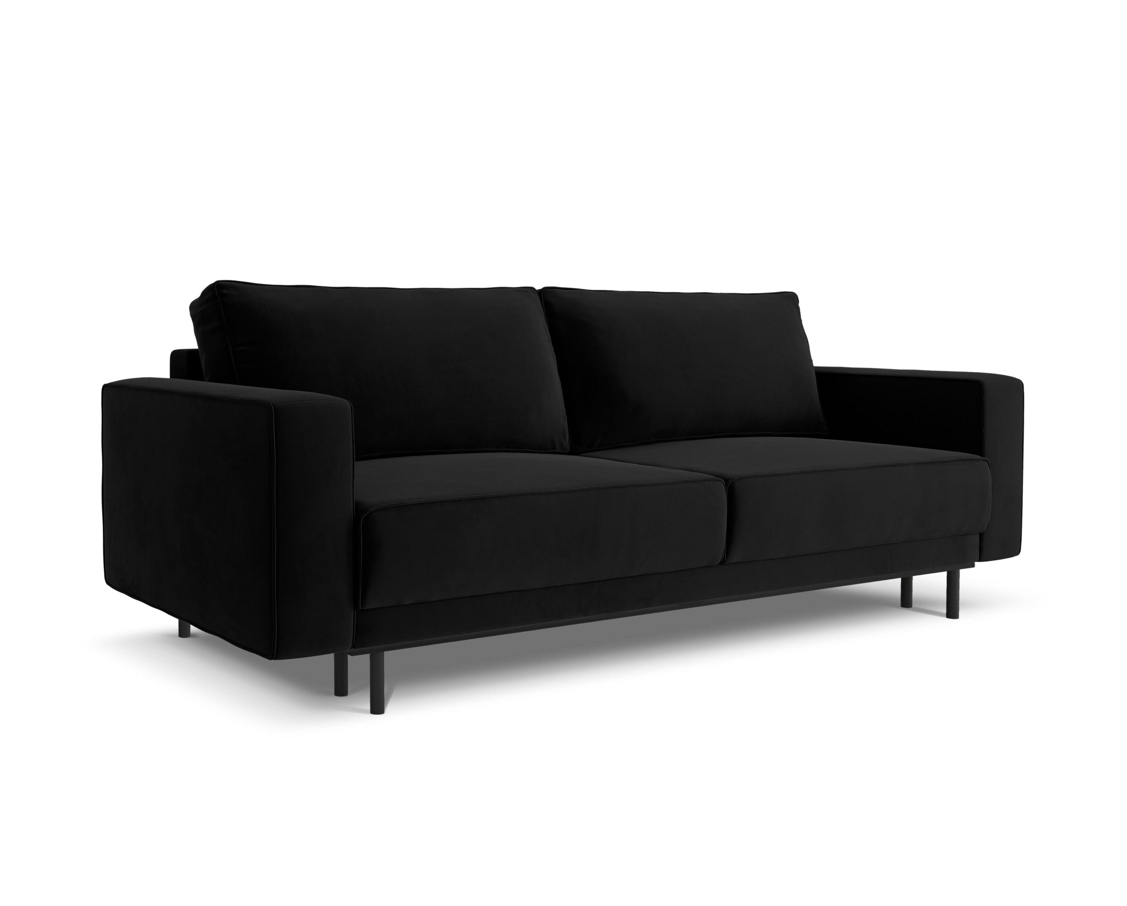 Sofa aksamitna z funkcją spania CARO czarny Micadoni    Eye on Design