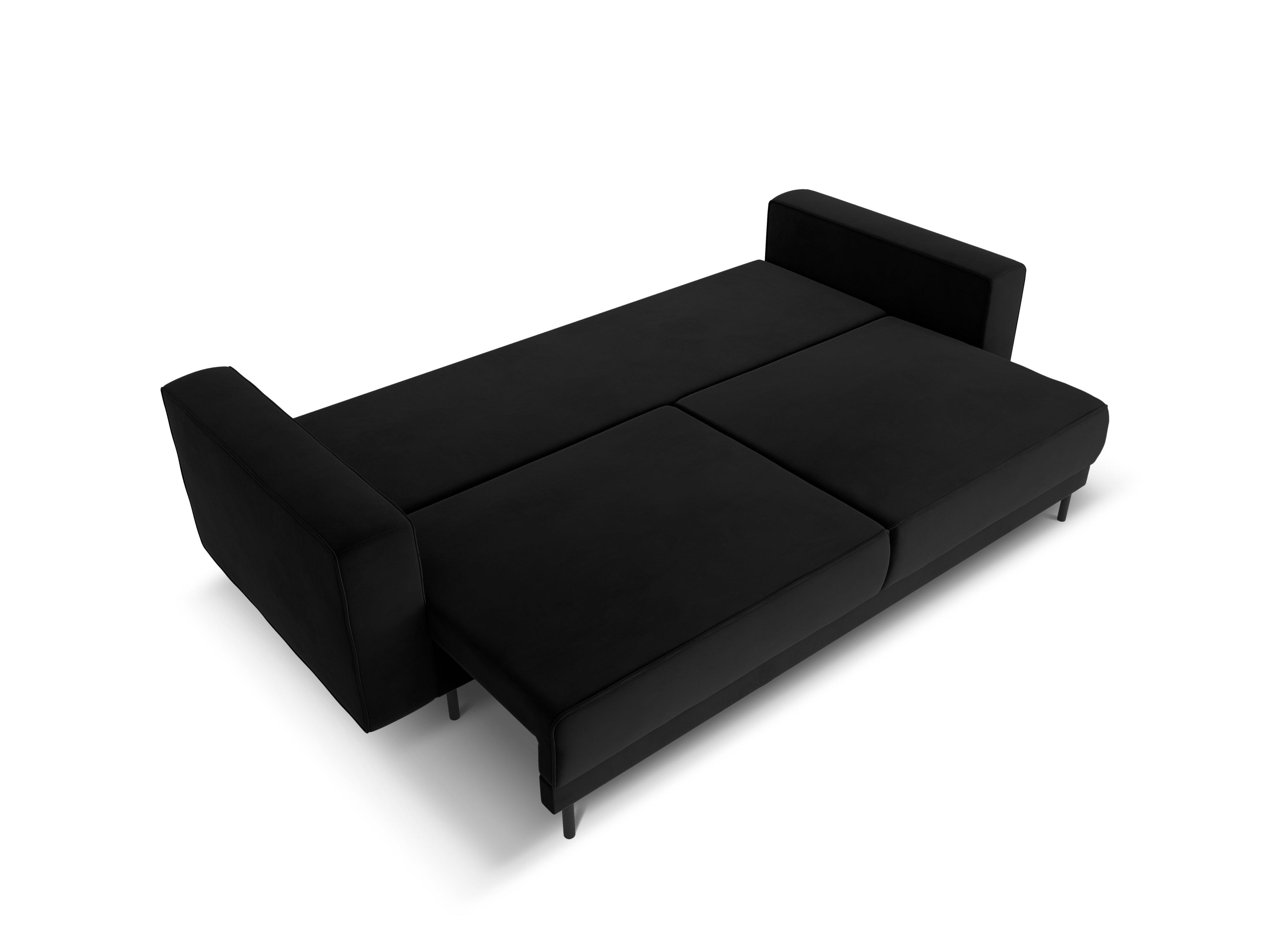 Sofa aksamitna z funkcją spania CARO czarny Micadoni    Eye on Design