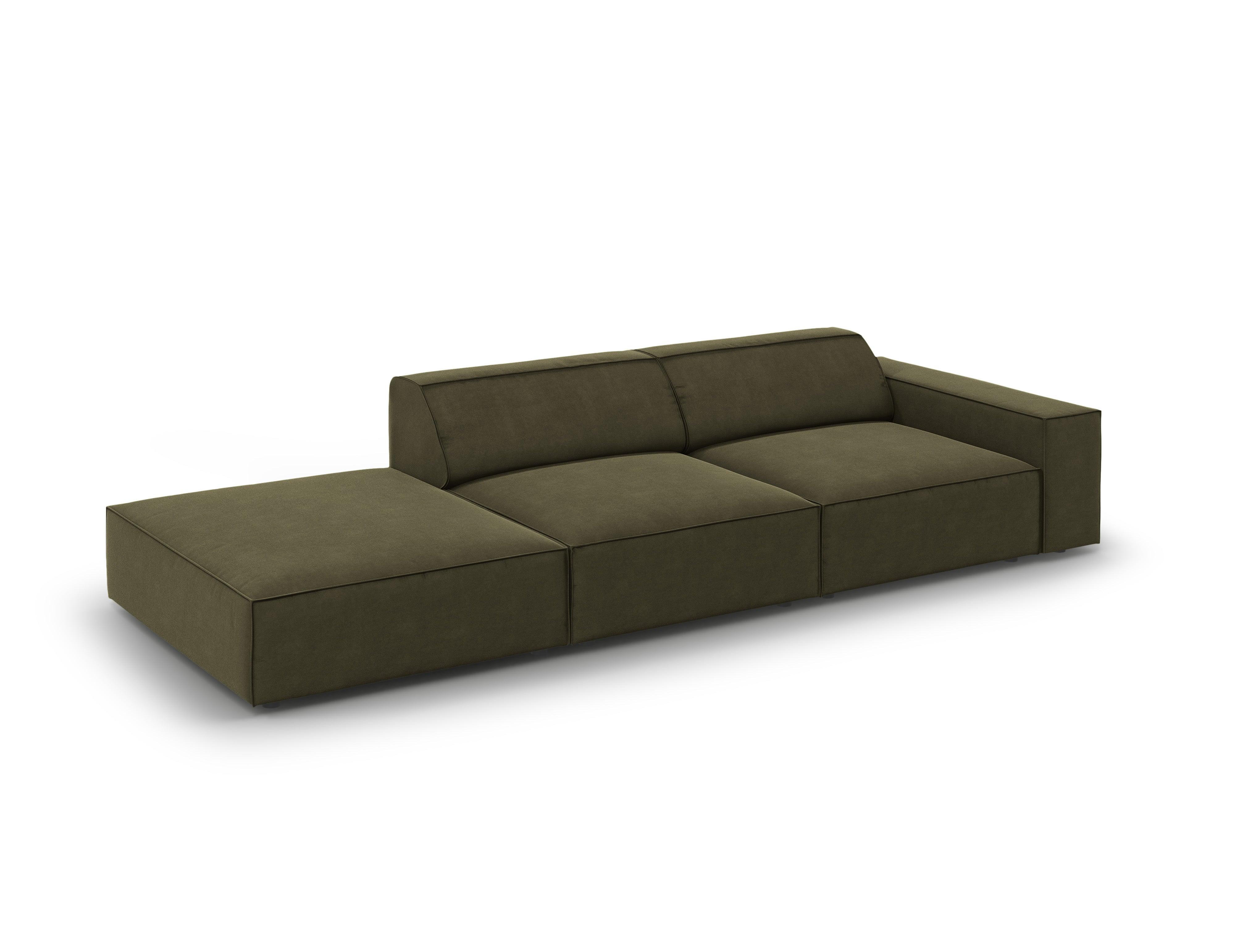 Sofa aksamitna lewostronna 3-osobowa JODIE zielony Micadoni    Eye on Design
