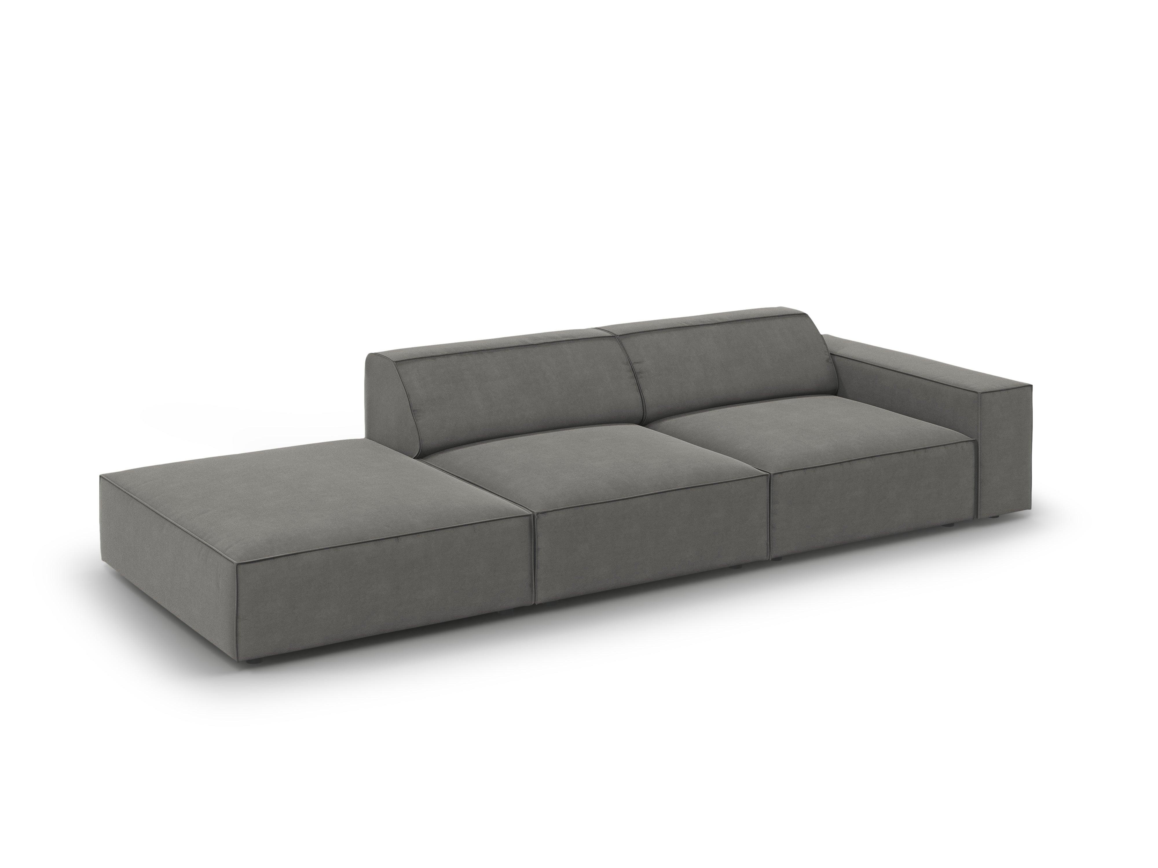 Sofa aksamitna lewostronna 3-osobowa JODIE jasnoszary Micadoni    Eye on Design