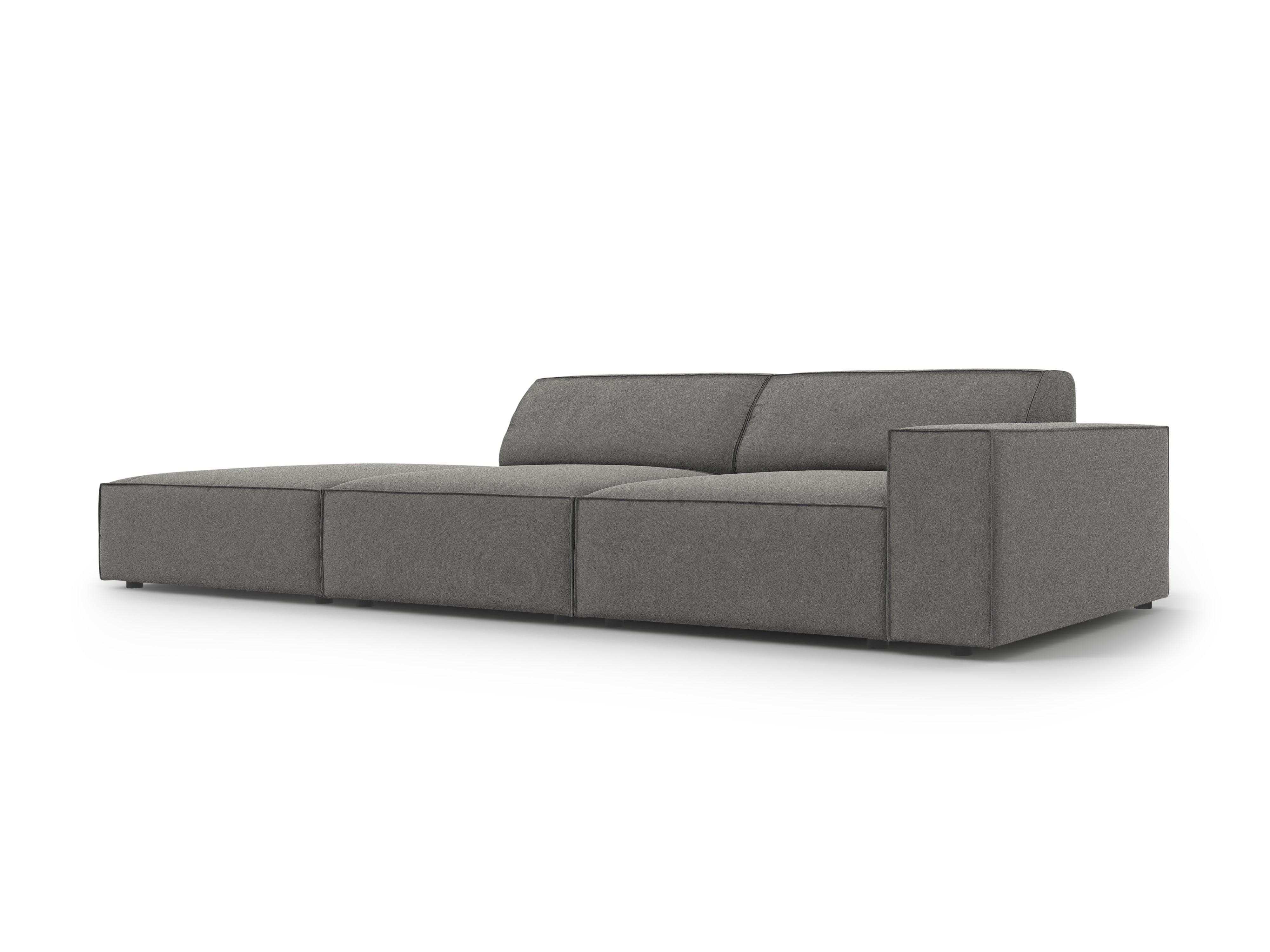 Sofa aksamitna lewostronna 3-osobowa JODIE jasnoszary Micadoni    Eye on Design