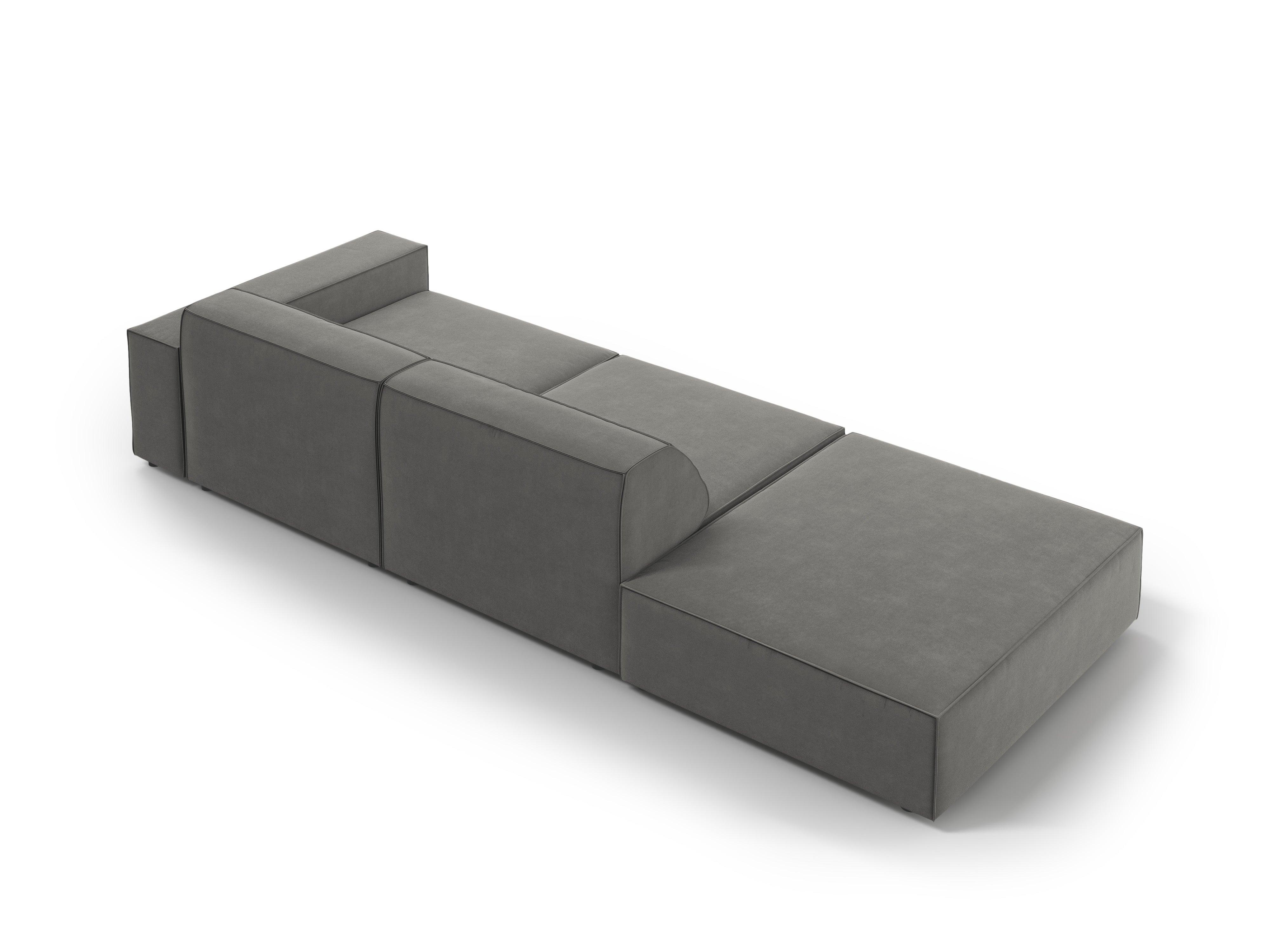 Sofa aksamitna lewostronna 3-osobowa JODIE jasnoszary Micadoni    Eye on Design