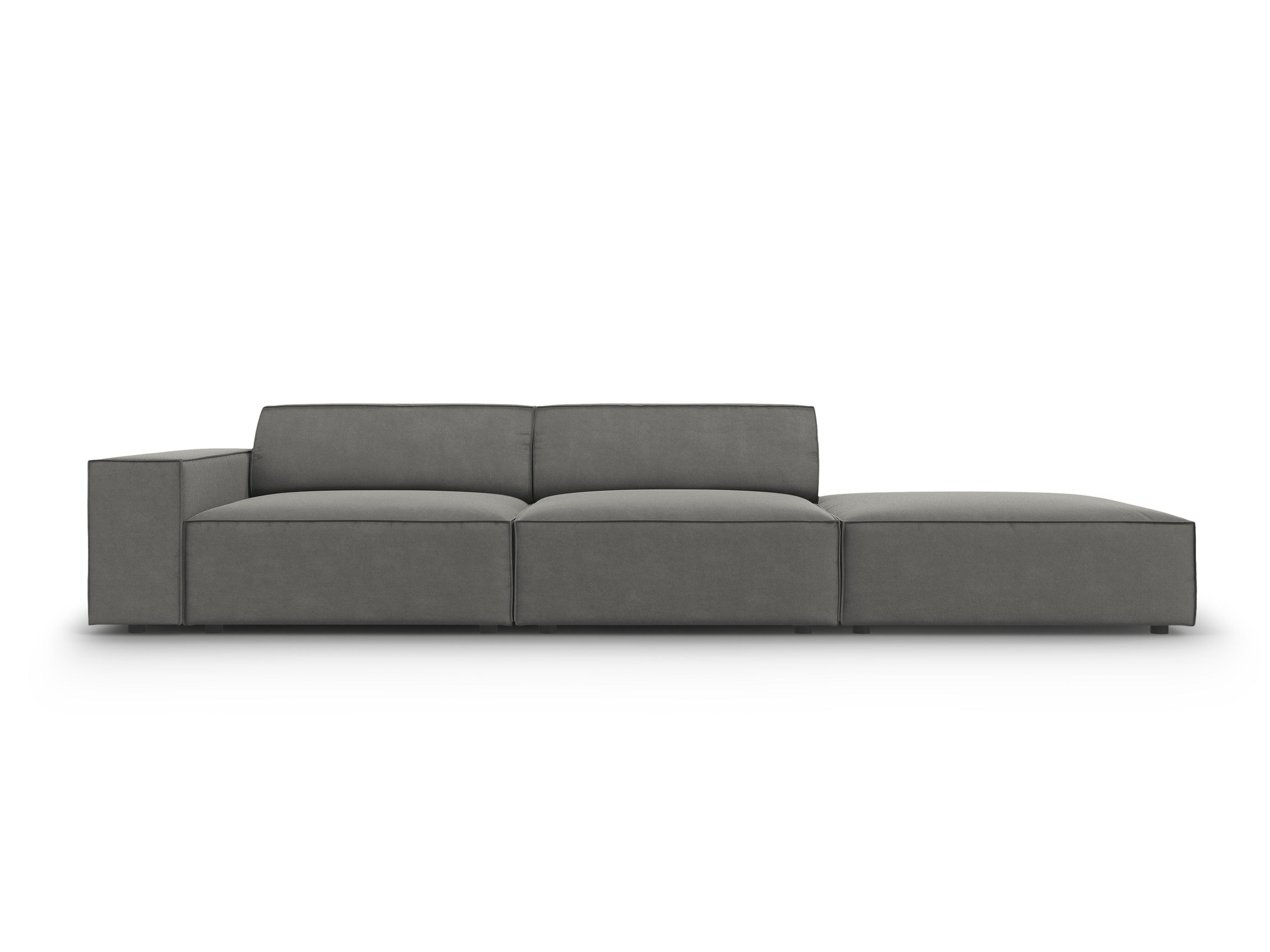 Sofa aksamitna prawostronna 3-osobowa JODIE jasnoszary Micadoni    Eye on Design